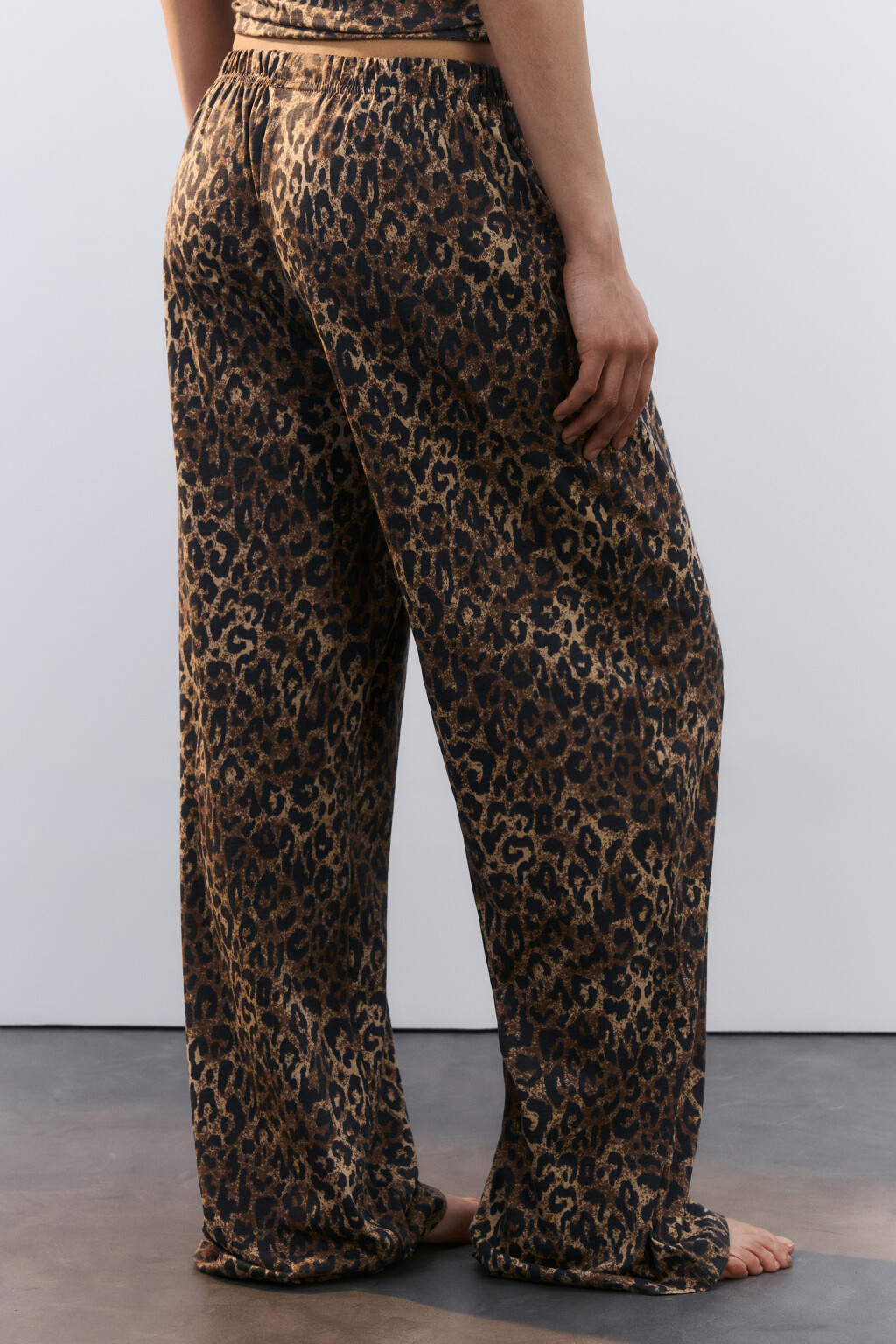 Брюки домашние хлопковые в полоску с нашивкой - цвет мультиколор - 3