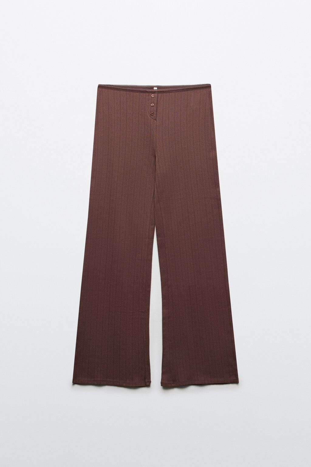 Брюки домашние хлопковые на пуговицах - цвет коричневый - 1