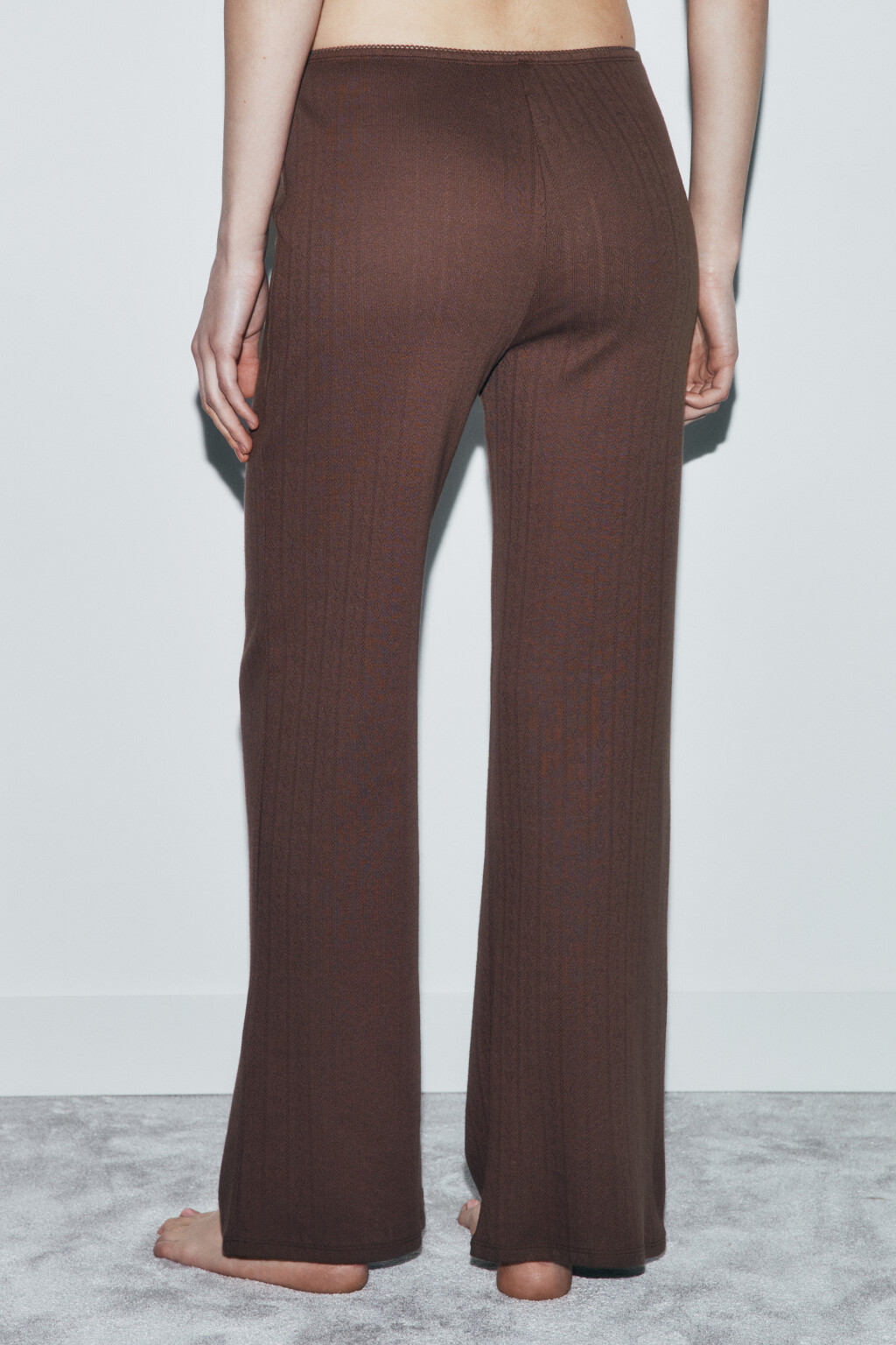 Брюки домашние хлопковые на пуговицах - цвет коричневый - 2