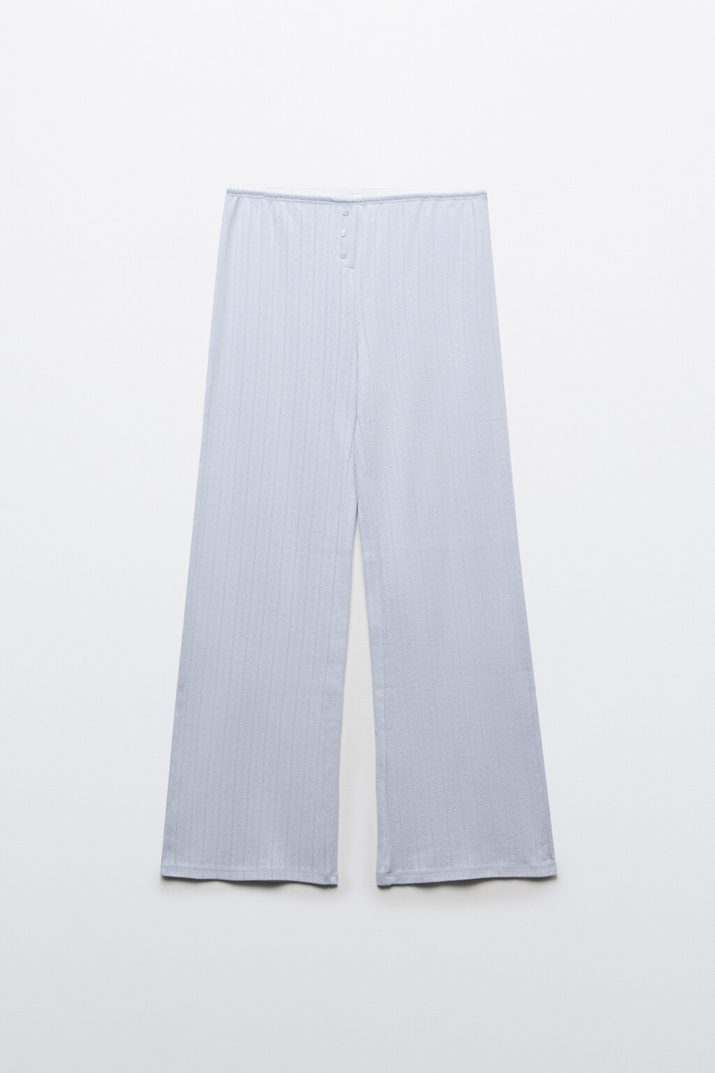 Брюки домашние хлопковые на пуговицах - цвет голубой - 1