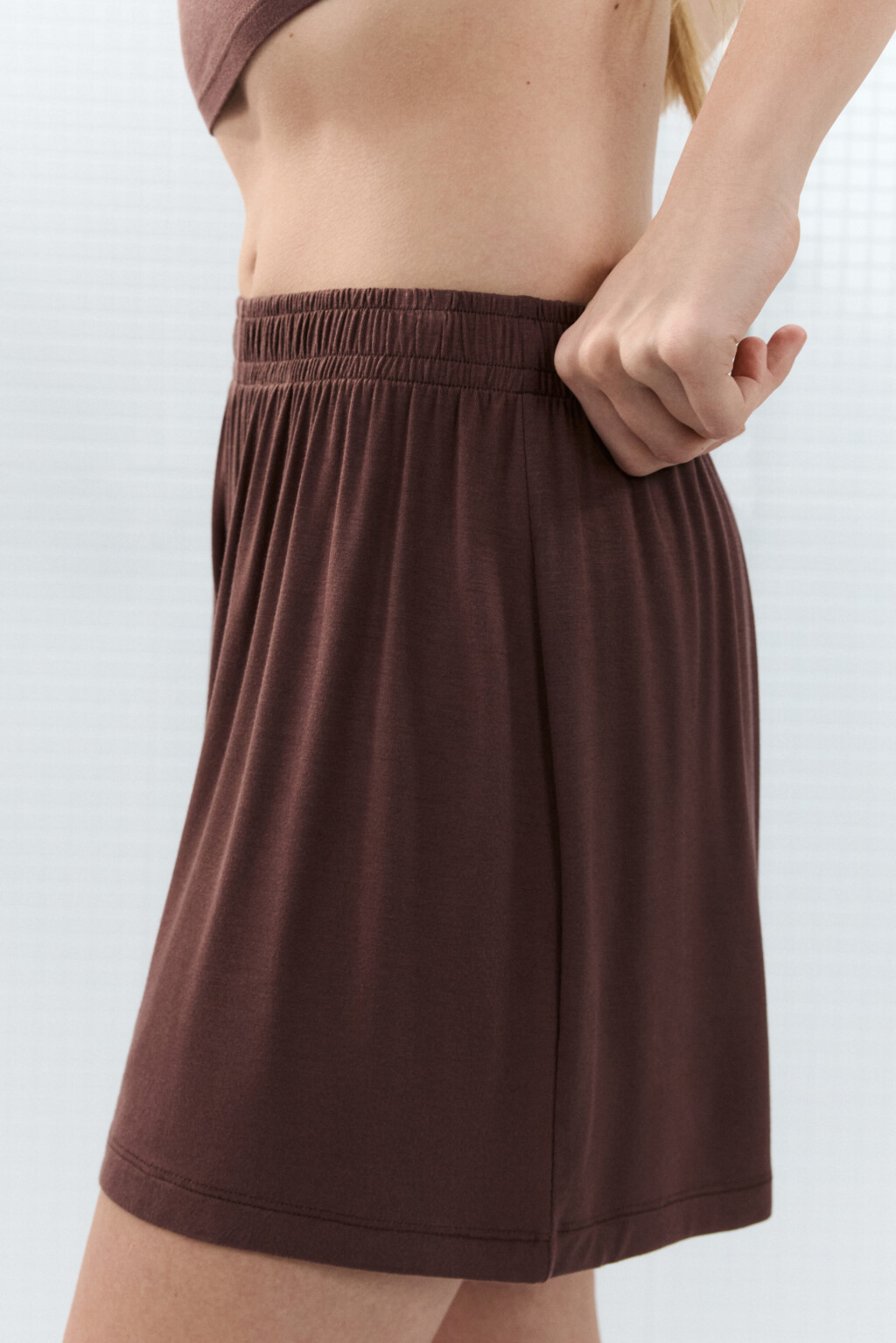 Шорты домашние вискозные со средней посадкой - цвет коричневый - 6