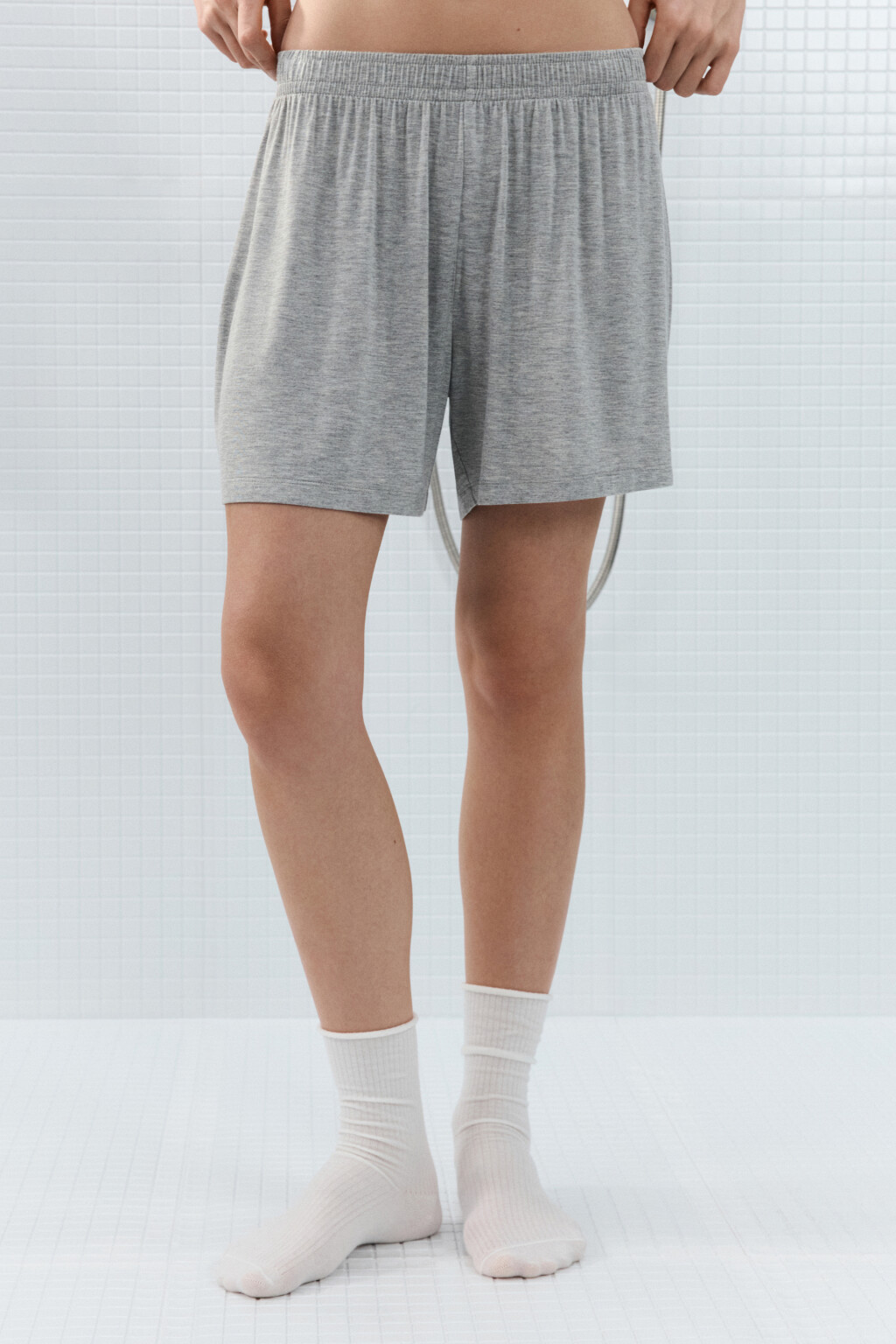 Шорты домашние вискозные со средней посадкой - цвет серый - 3