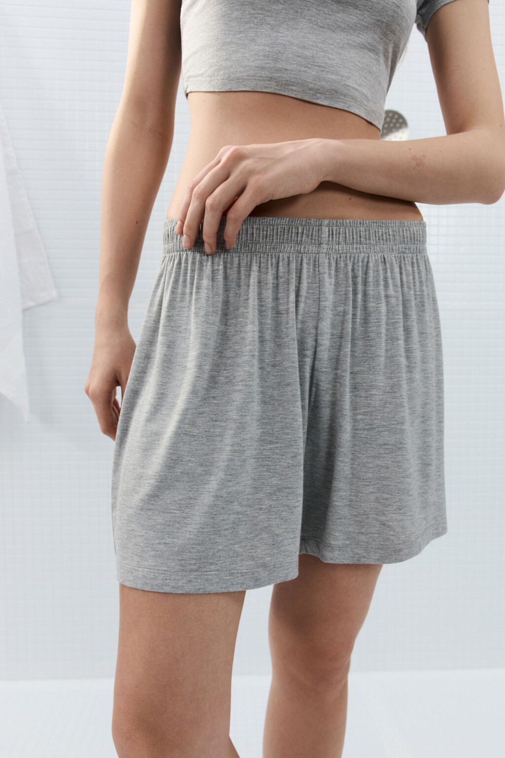 Шорты домашние вискозные со средней посадкой - цвет серый - 6