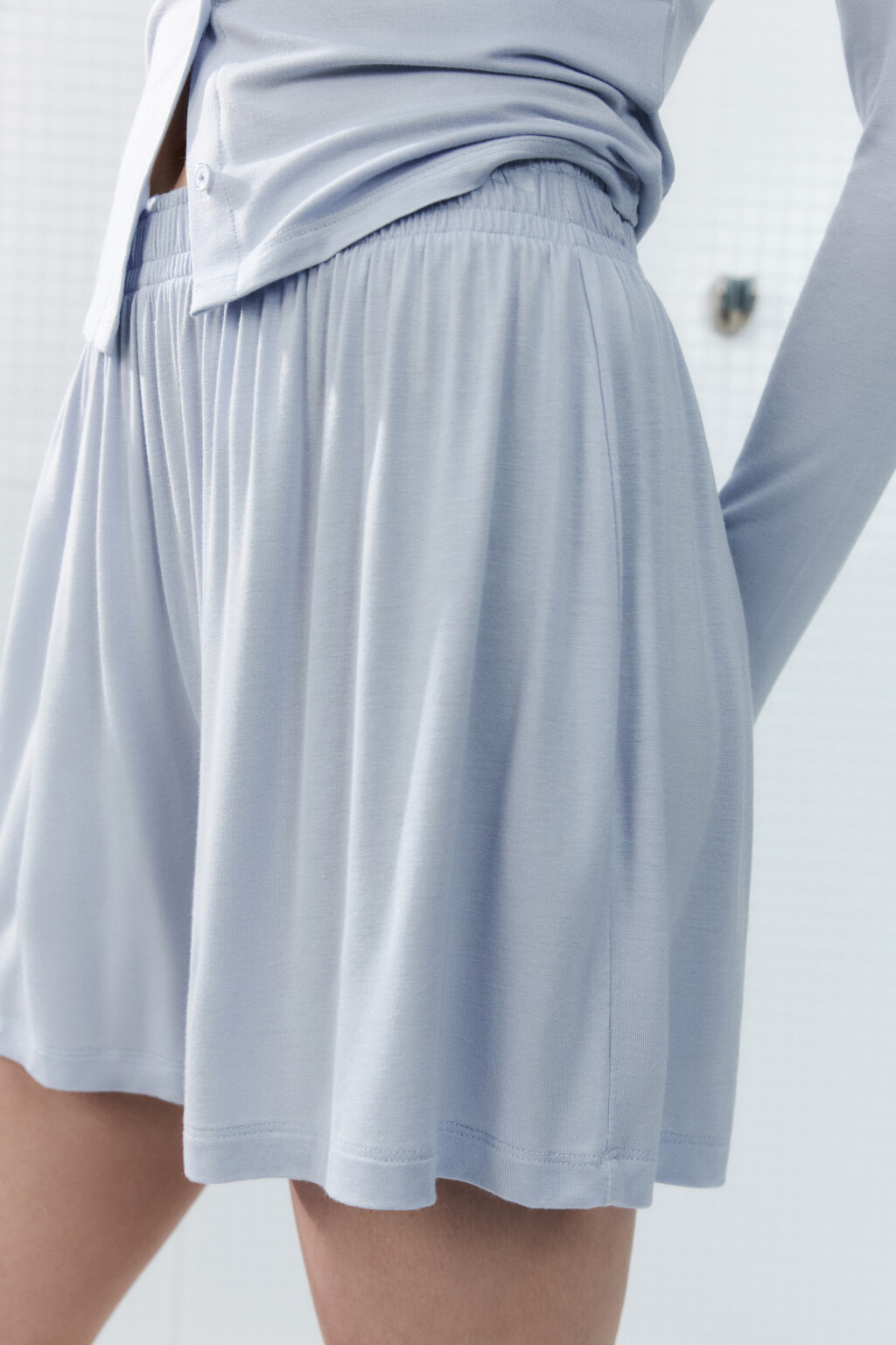 Шорты домашние вискозные со средней посадкой - цвет голубой - 5