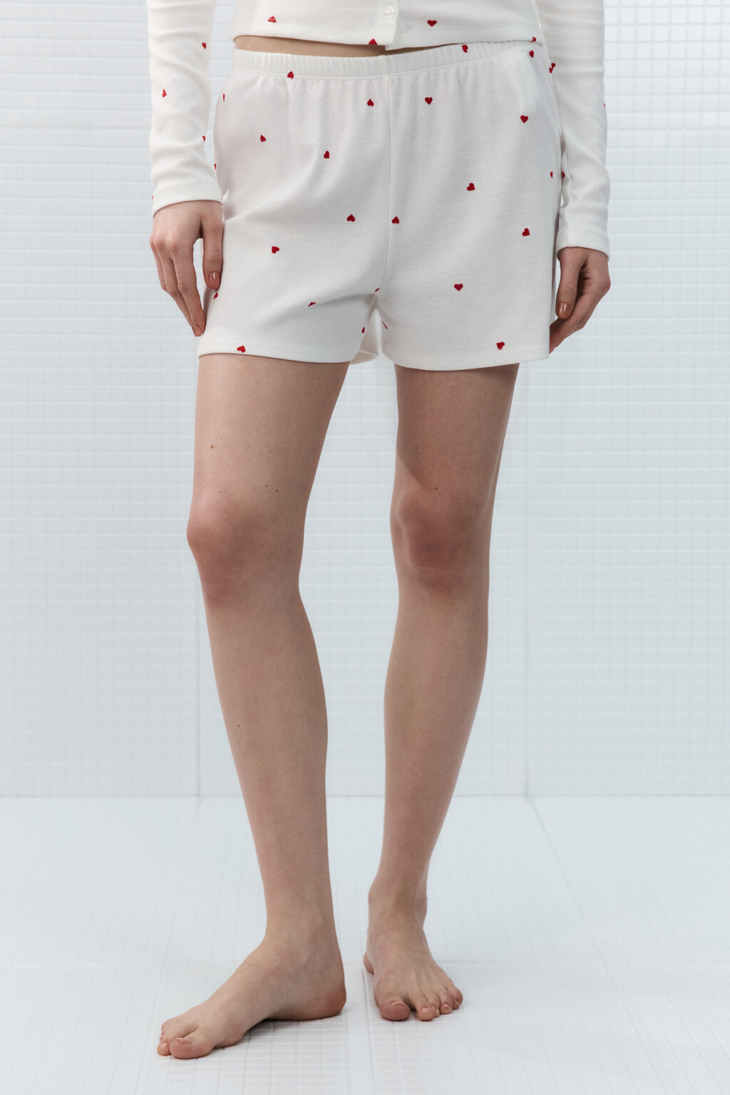 Шорты домашние в рубчик - цвет красный - 3