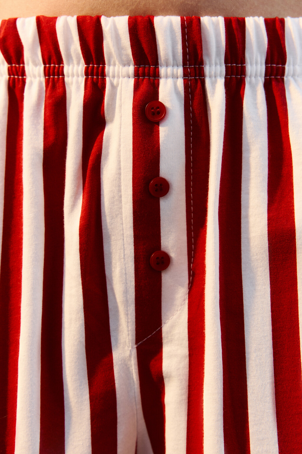 Шорты домашние хлопковые с принтом и пуговицами - цвет красный - 5