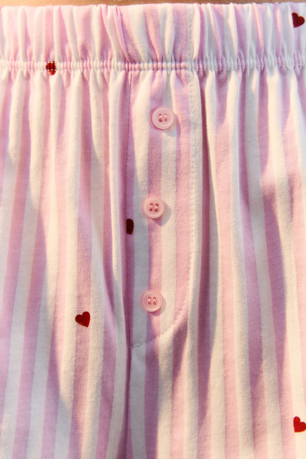 Шорты домашние хлопковые с принтом и пуговицами - цвет красный - 6