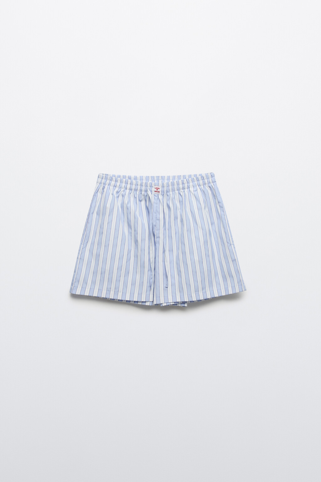 Шорты домашние на завязках с принтом в полоску - цвет голубой - 1