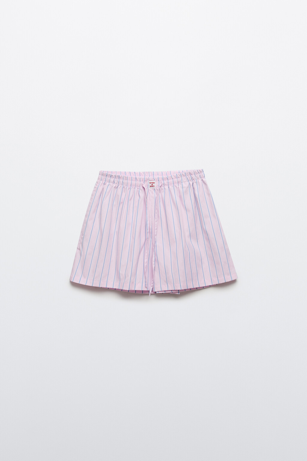 Шорты домашние на завязках с принтом в полоску - цвет розовый - 1