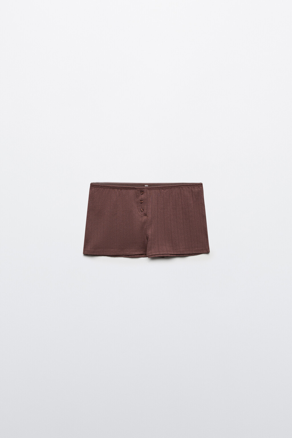 Шорты домашние хлопковые на пуговицах - цвет коричневый - 1