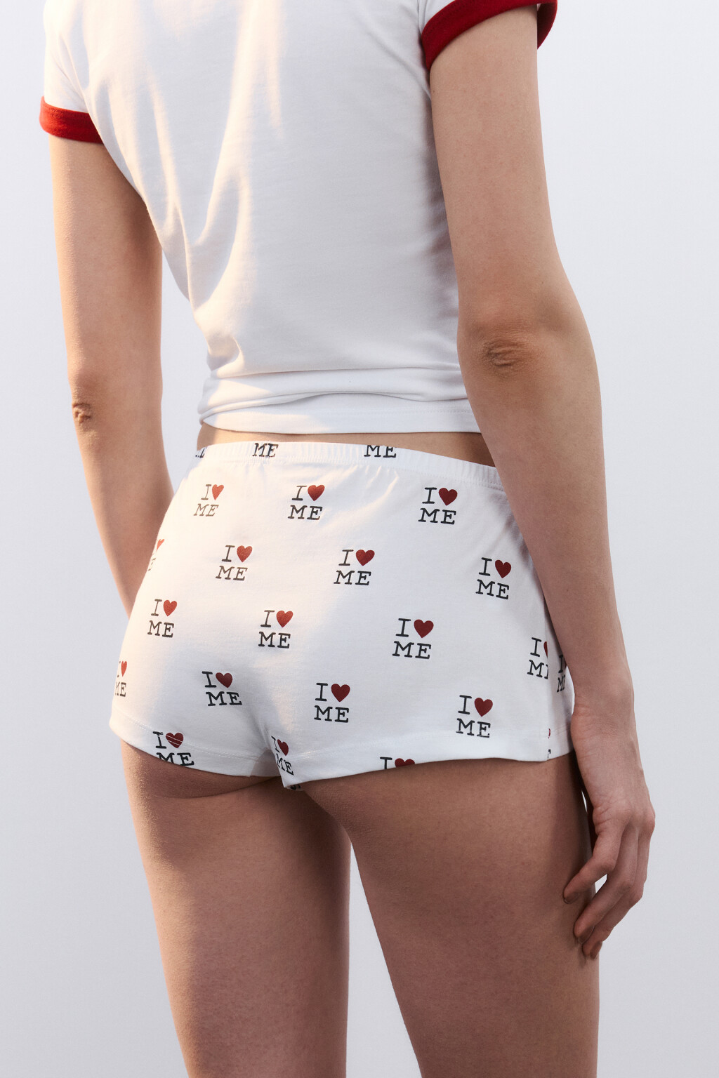 Трусы-шортики домашние с принтом - цвет белый - 3