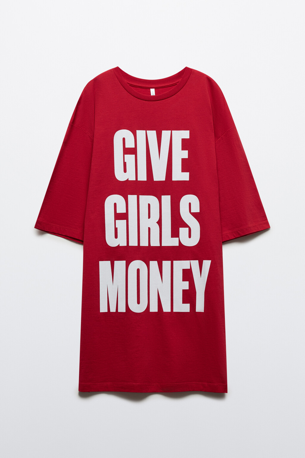 Платье-футболка домашнее хлопковое с принтом - цвет красный - 1