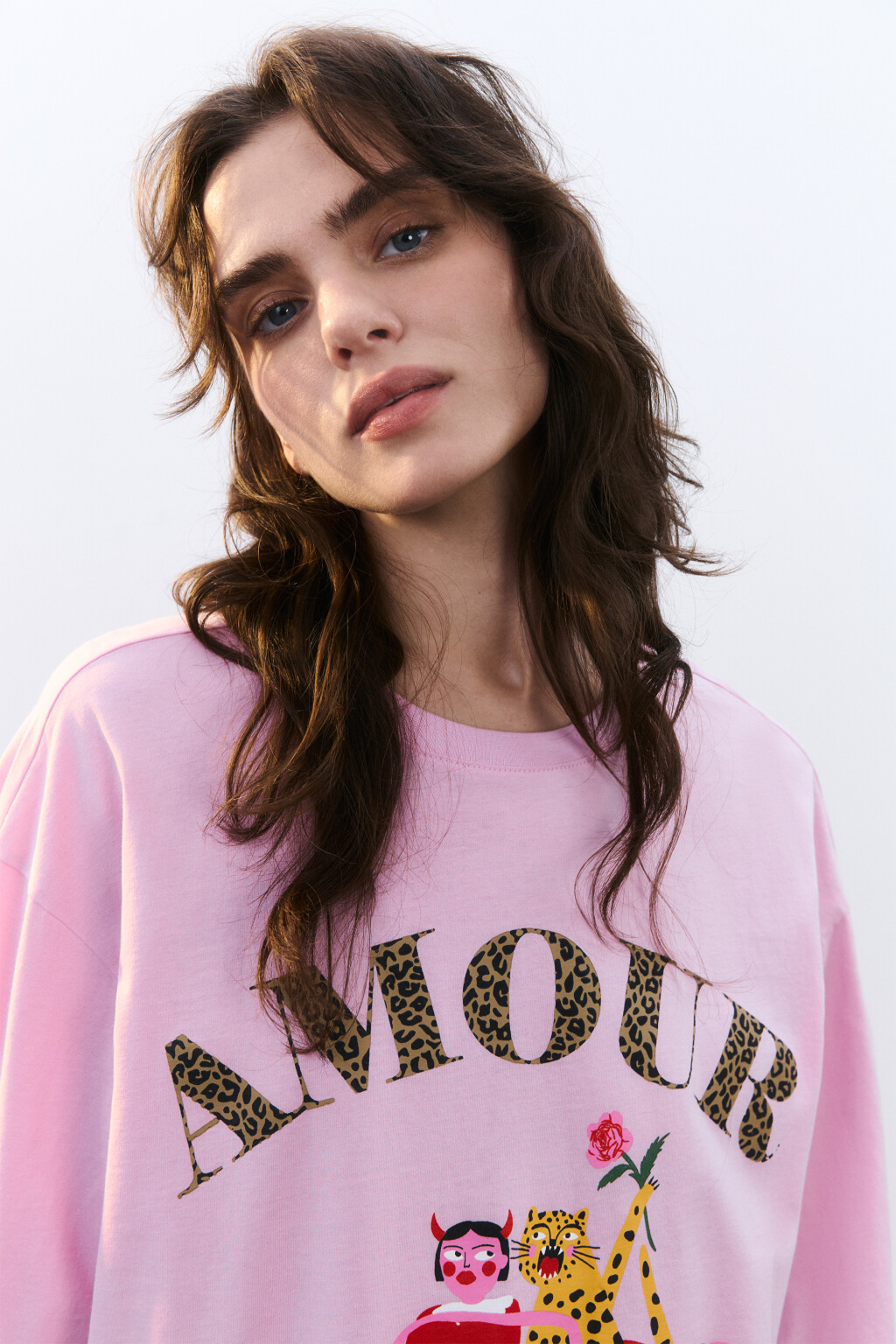 Платье-футболка домашнее хлопковое с принтом - цвет розовый - 6