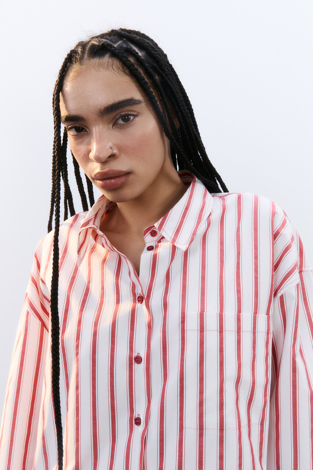 Рубашка домашняя в полоску - цвет красный - 6