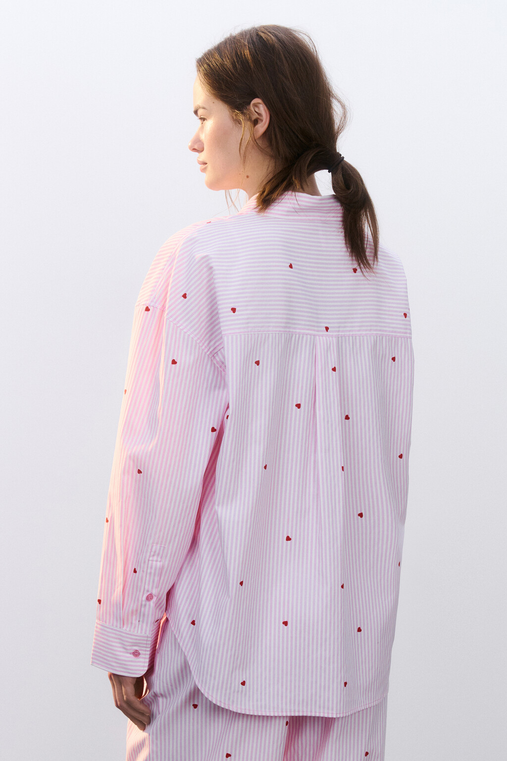 Рубашка домашняя в полоску - цвет красный - 3