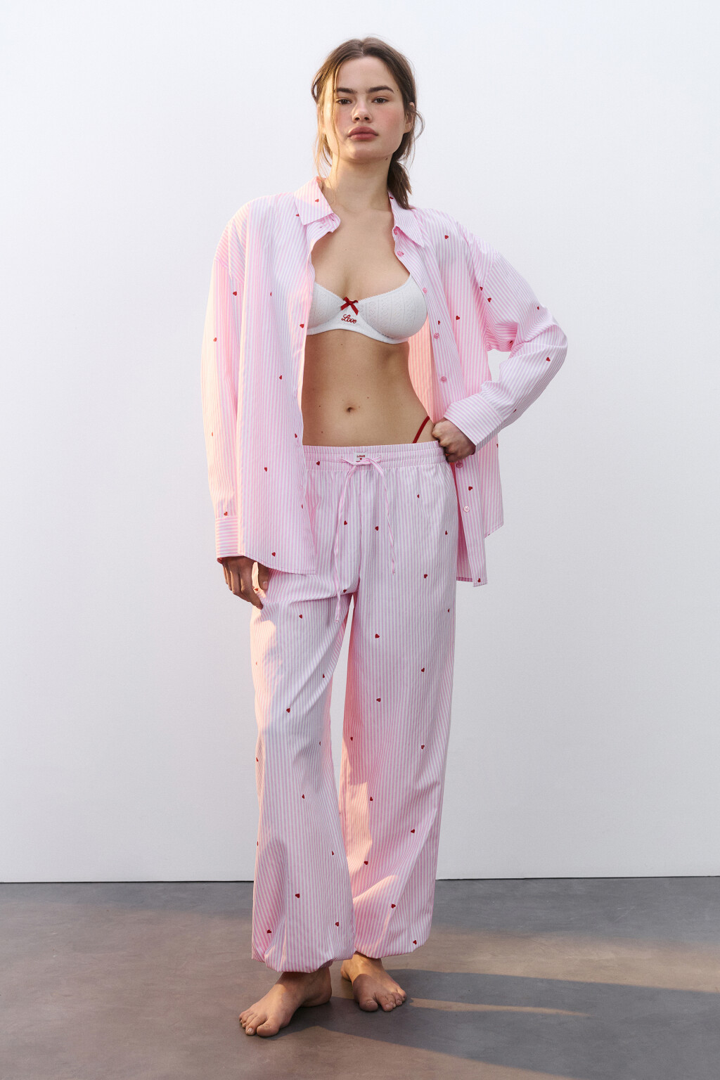 Рубашка домашняя в полоску - цвет красный - 4