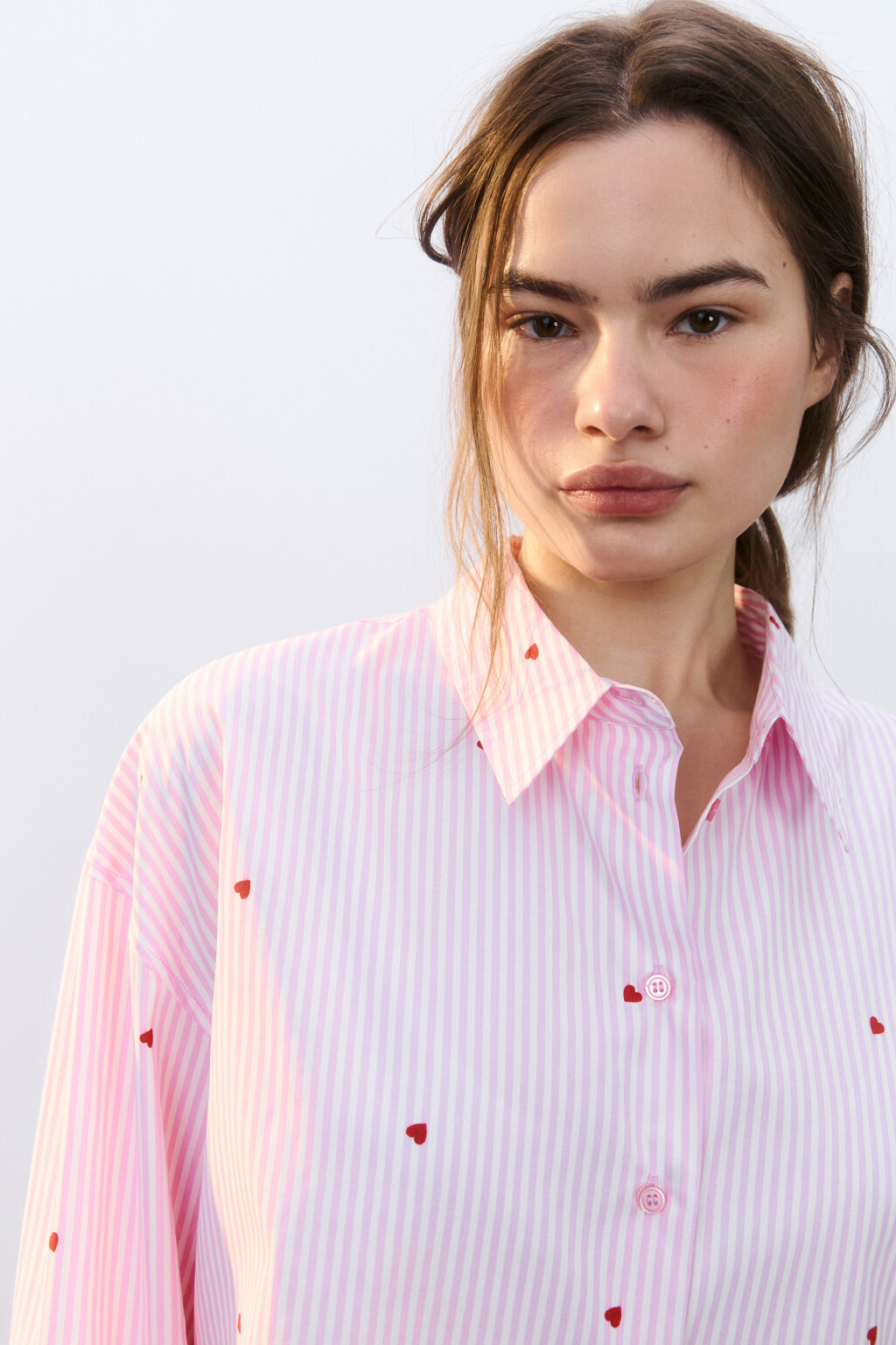 Рубашка домашняя в полоску - цвет красный - 5