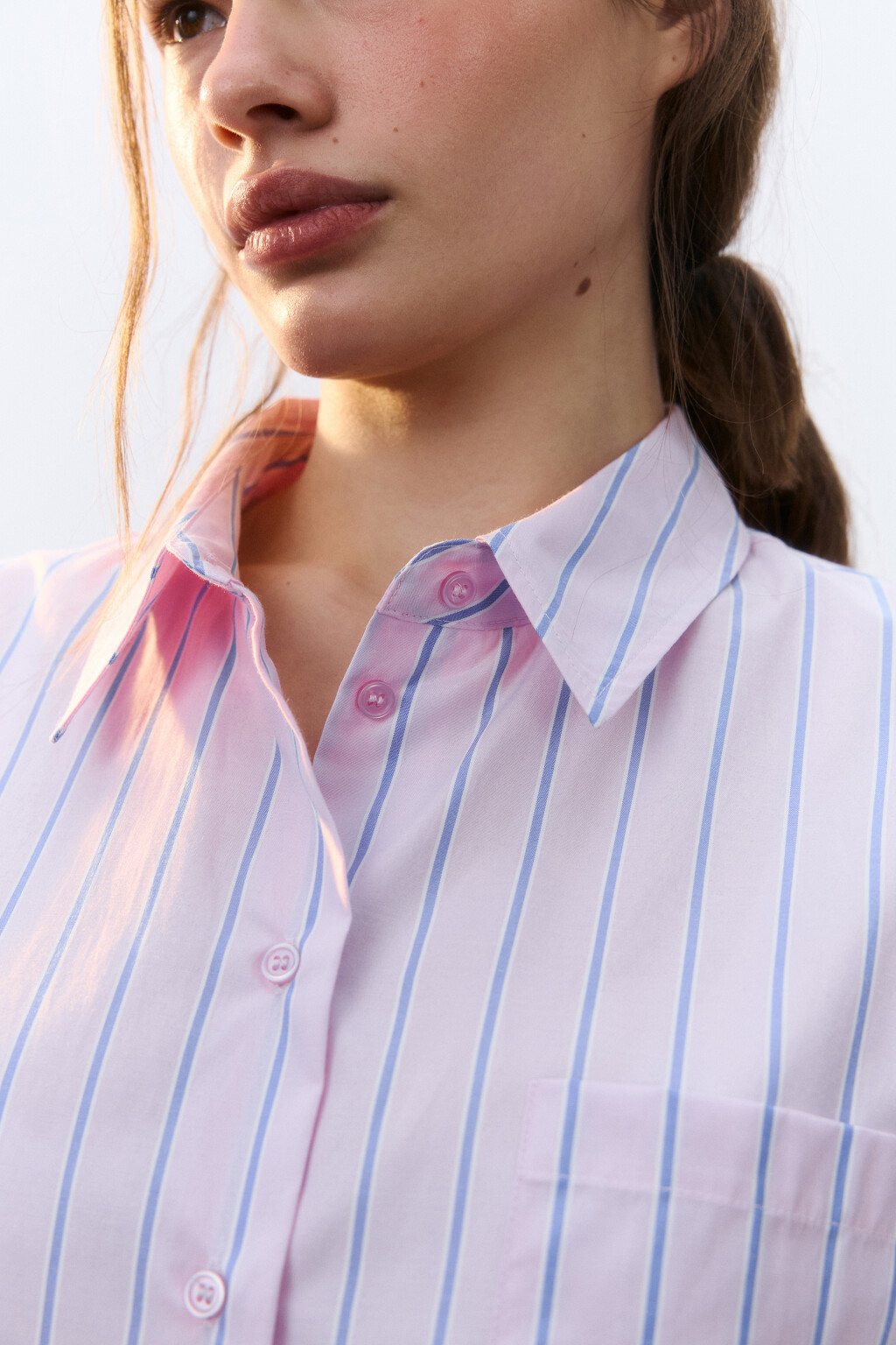Рубашка домашняя в полоску - цвет розовый - 5