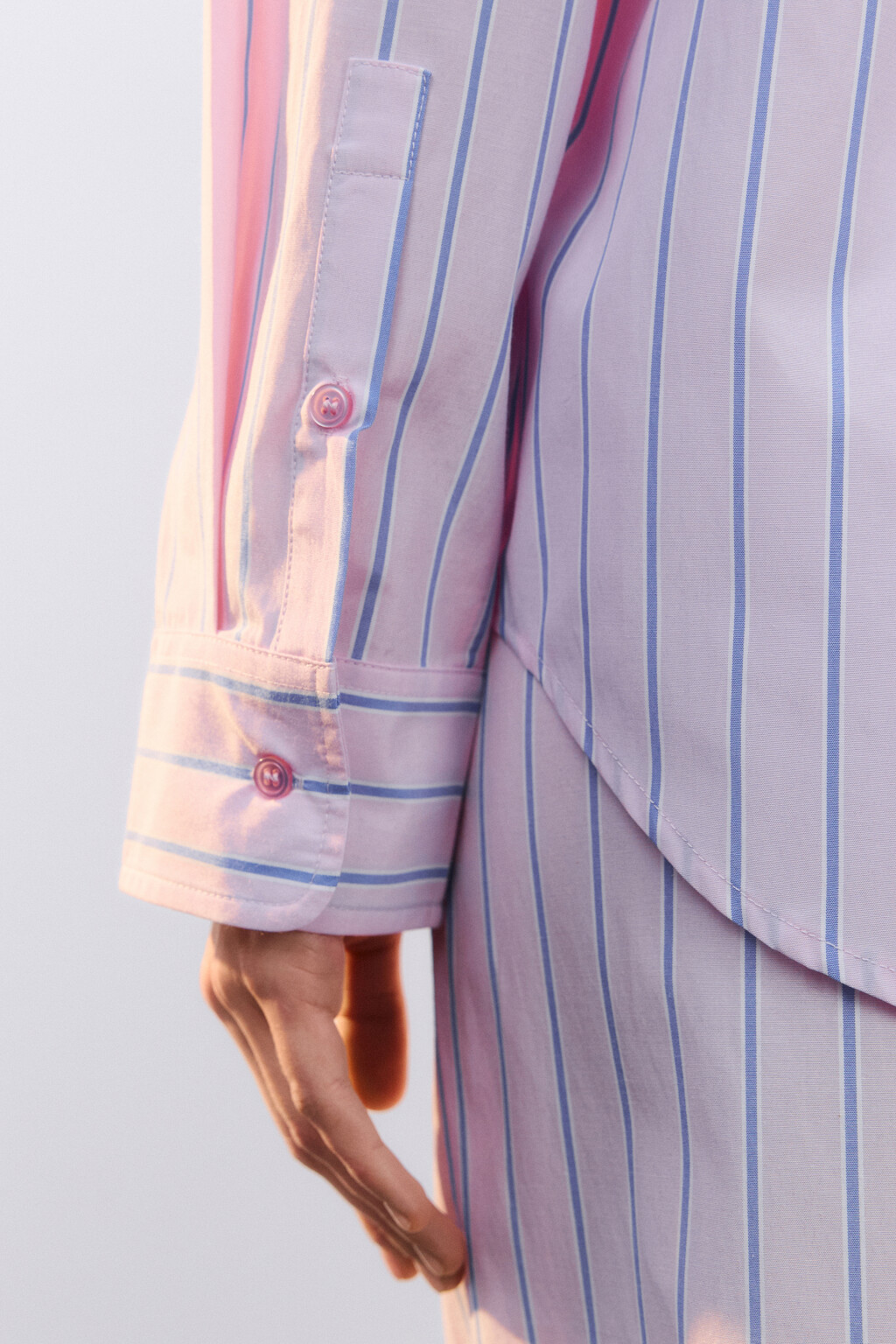 Рубашка домашняя в полоску - цвет розовый - 6