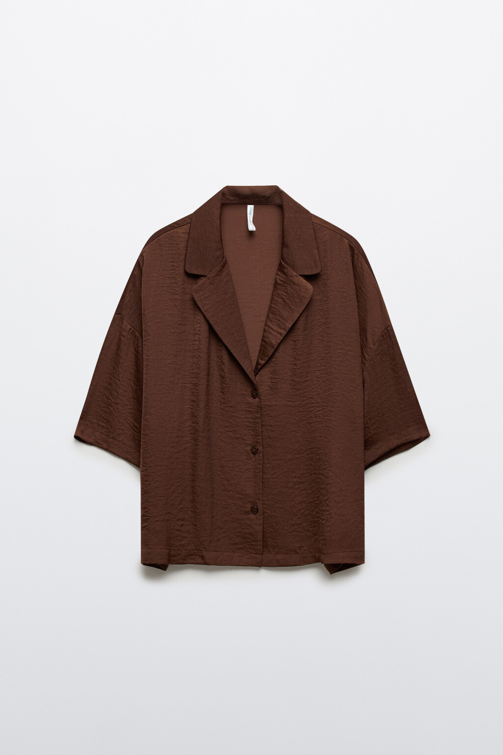 Блузка домашняя с атласной фактурой - цвет коричневый - 1
