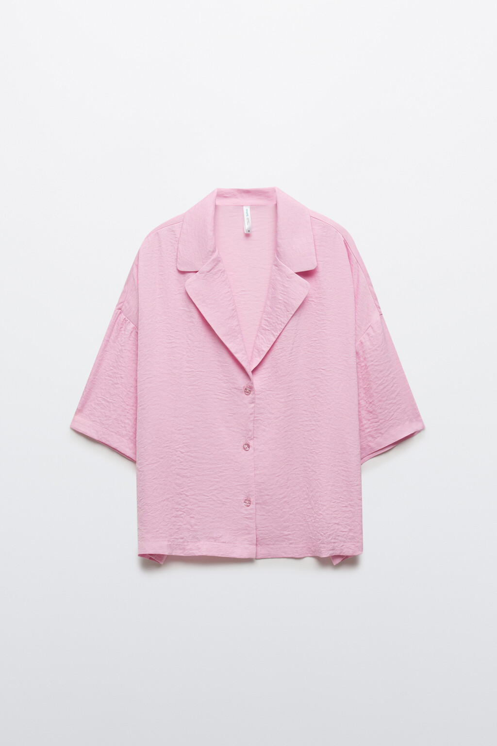 Блузка домашняя с атласной фактурой - цвет розовый - 1