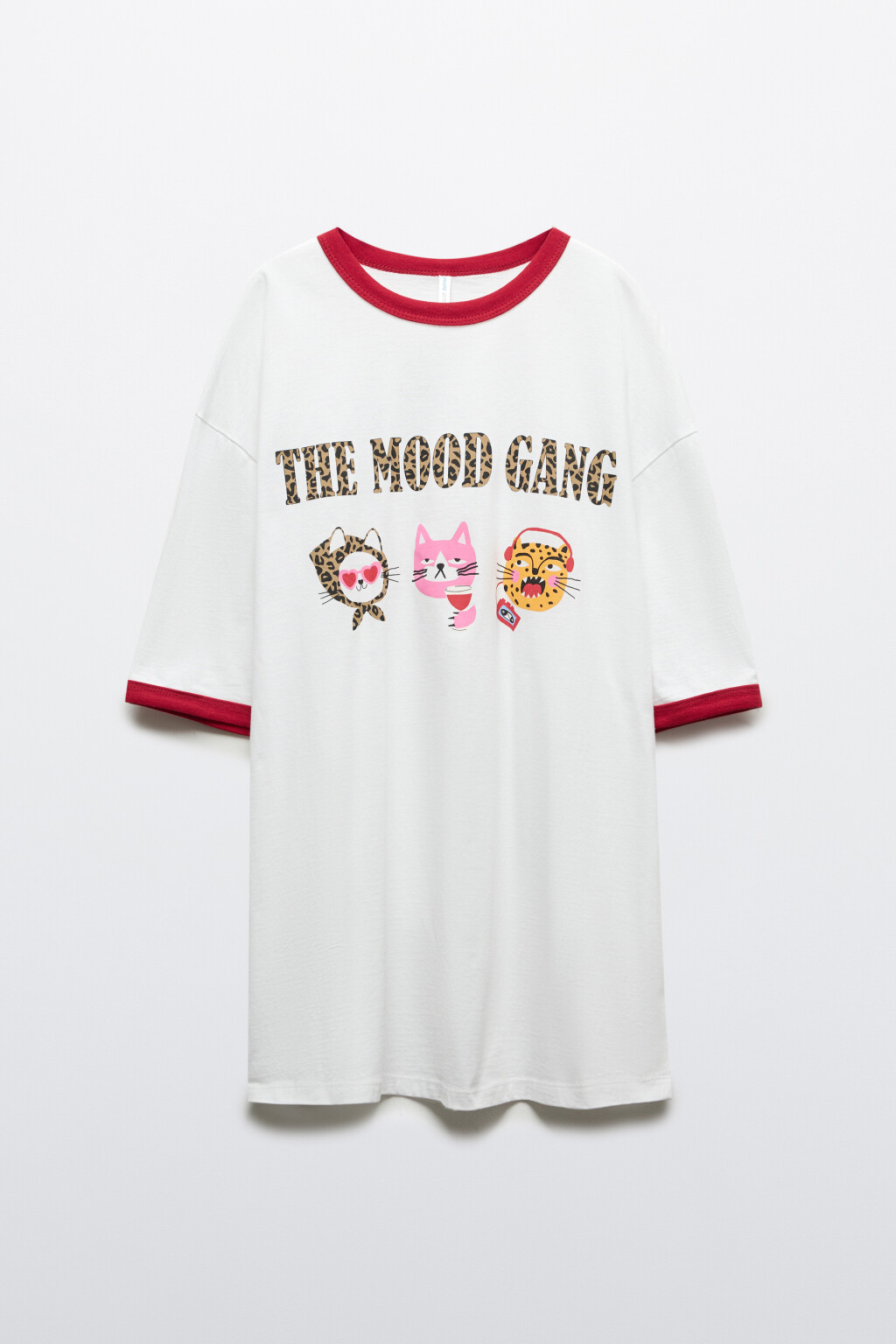 Футболка хлопковая домашняя с принтом - цвет белый - 1