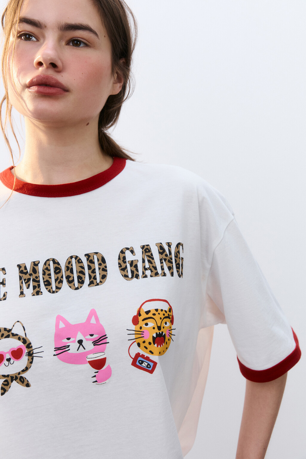 Футболка хлопковая домашняя с принтом - цвет белый - 5