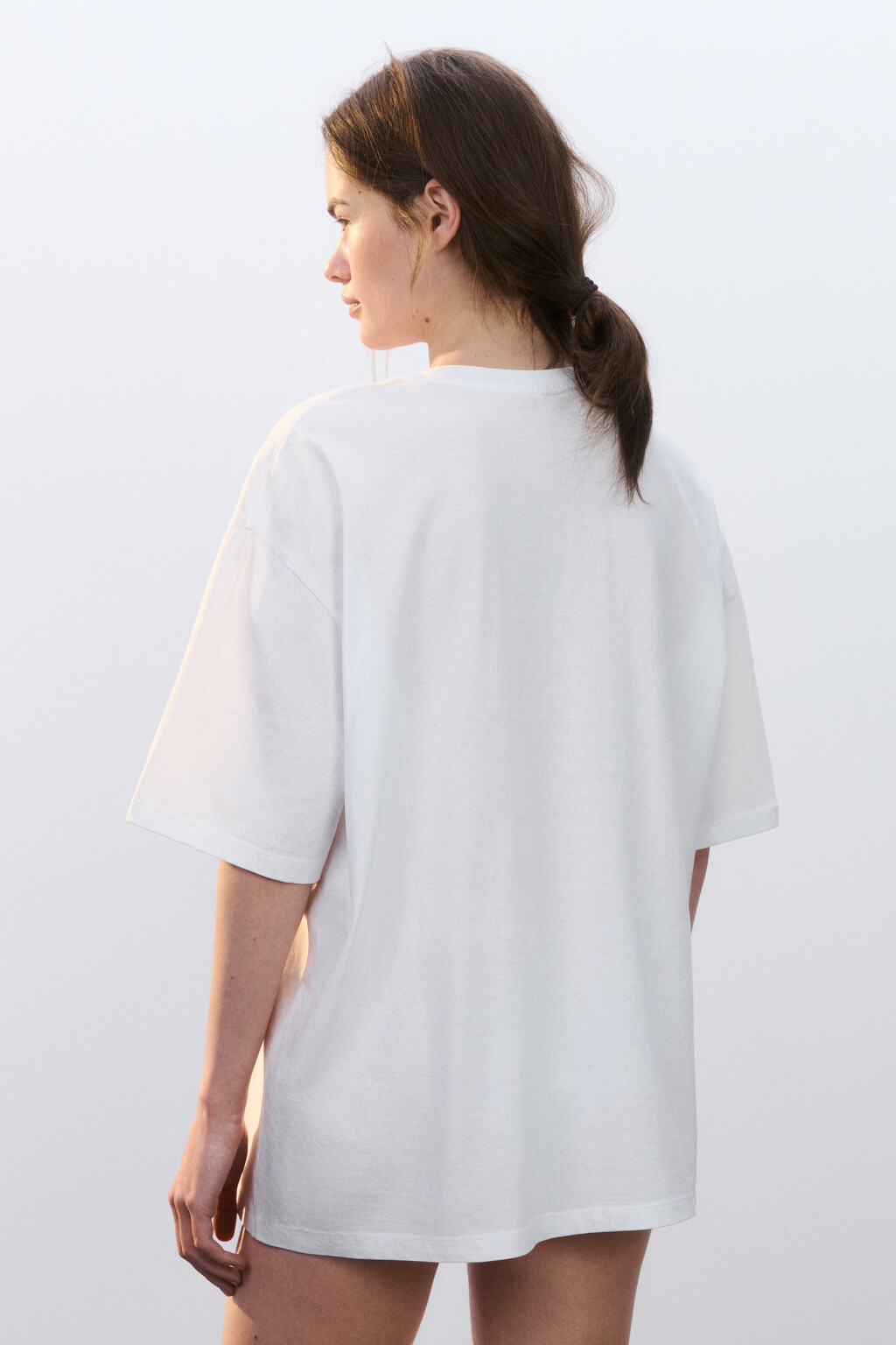 Футболка хлопковая домашняя с принтом - цвет белый - 3