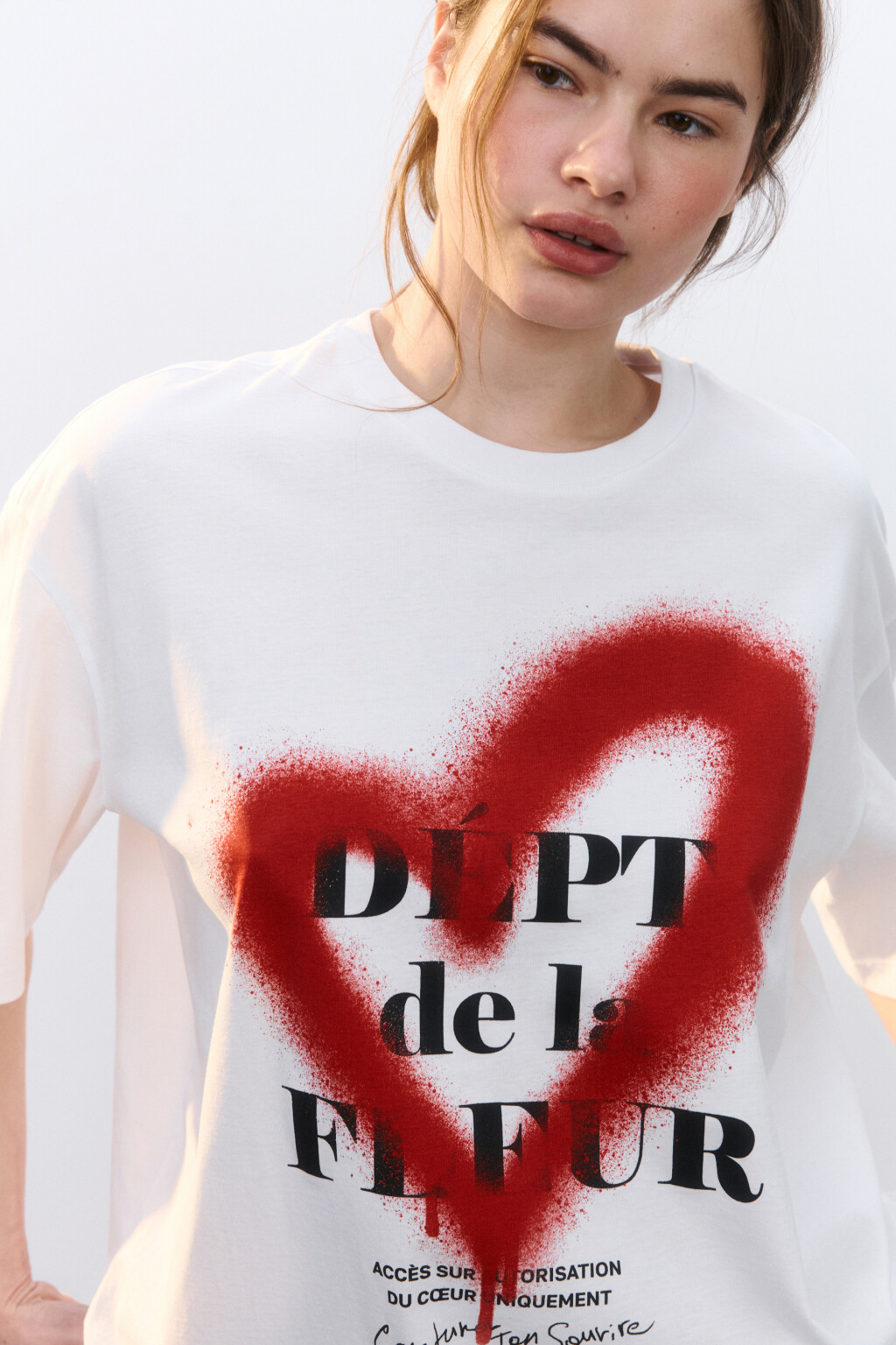 Футболка хлопковая домашняя с принтом - цвет белый - 6