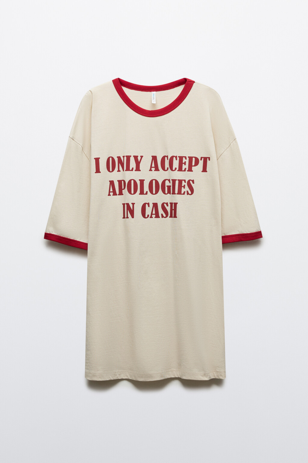 Футболка хлопковая домашняя с принтом - цвет бежевый - 1