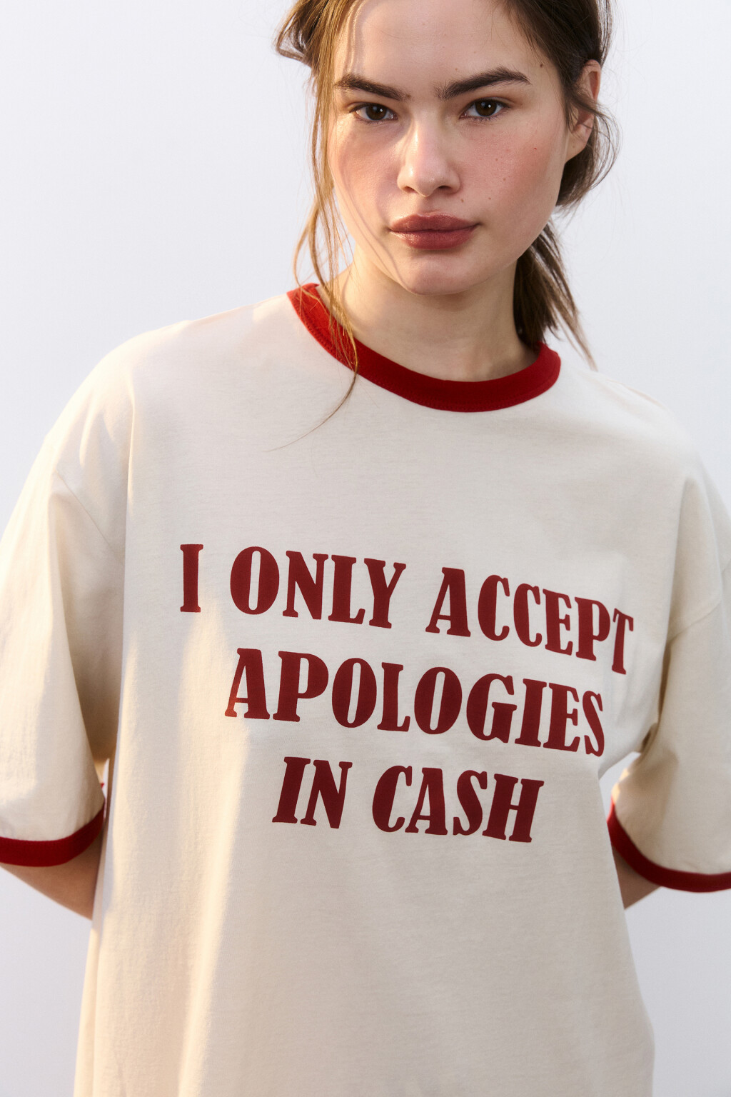 Футболка хлопковая домашняя с принтом - цвет бежевый - 5