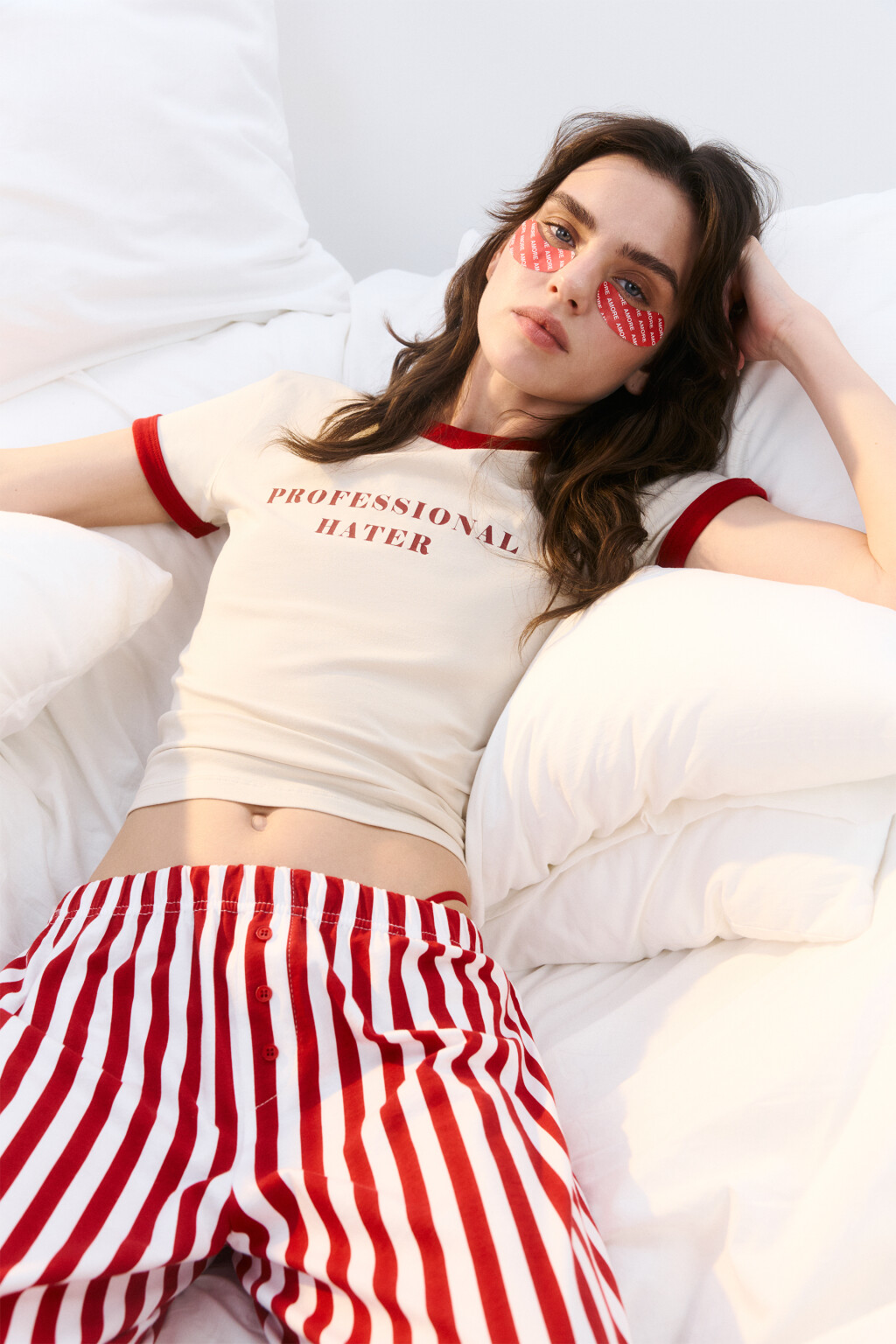 Футболка домашняя облегающая с принтом - цвет бежевый - 2