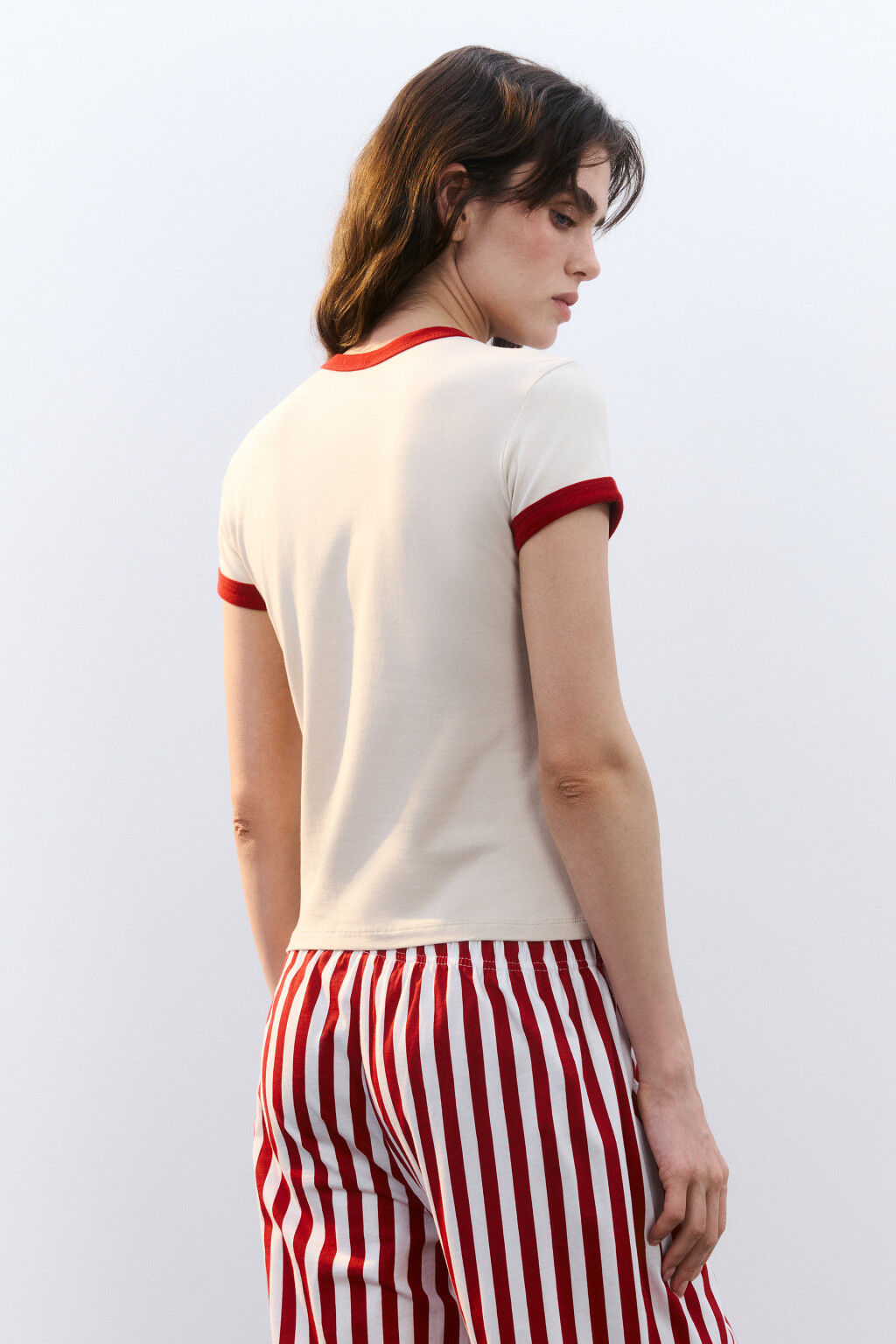 Футболка домашняя облегающая с принтом - цвет бежевый - 4