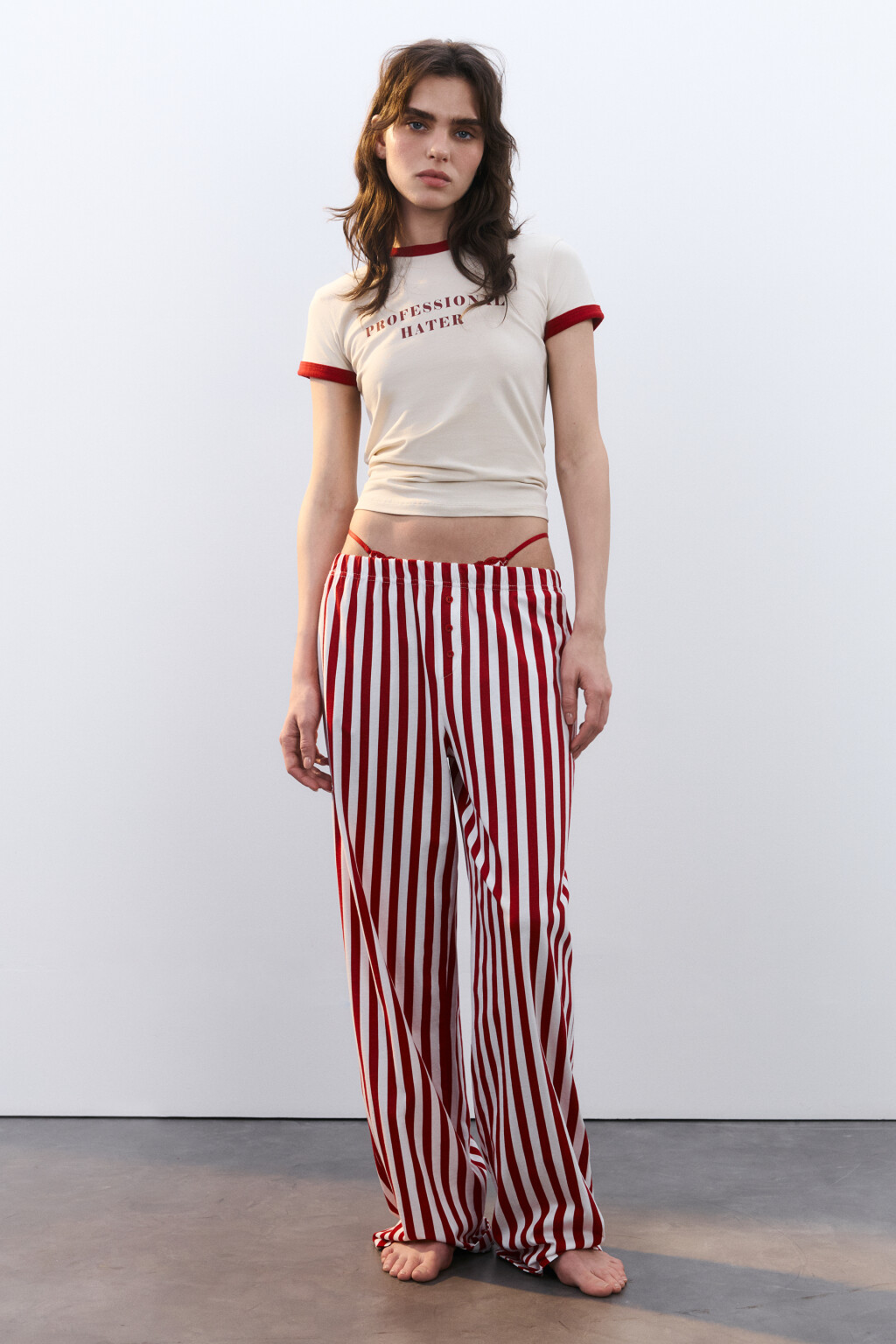 Футболка домашняя облегающая с принтом - цвет бежевый - 5