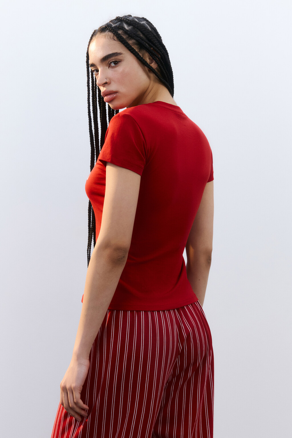 Футболка домашняя облегающая с принтом - цвет красный - 3