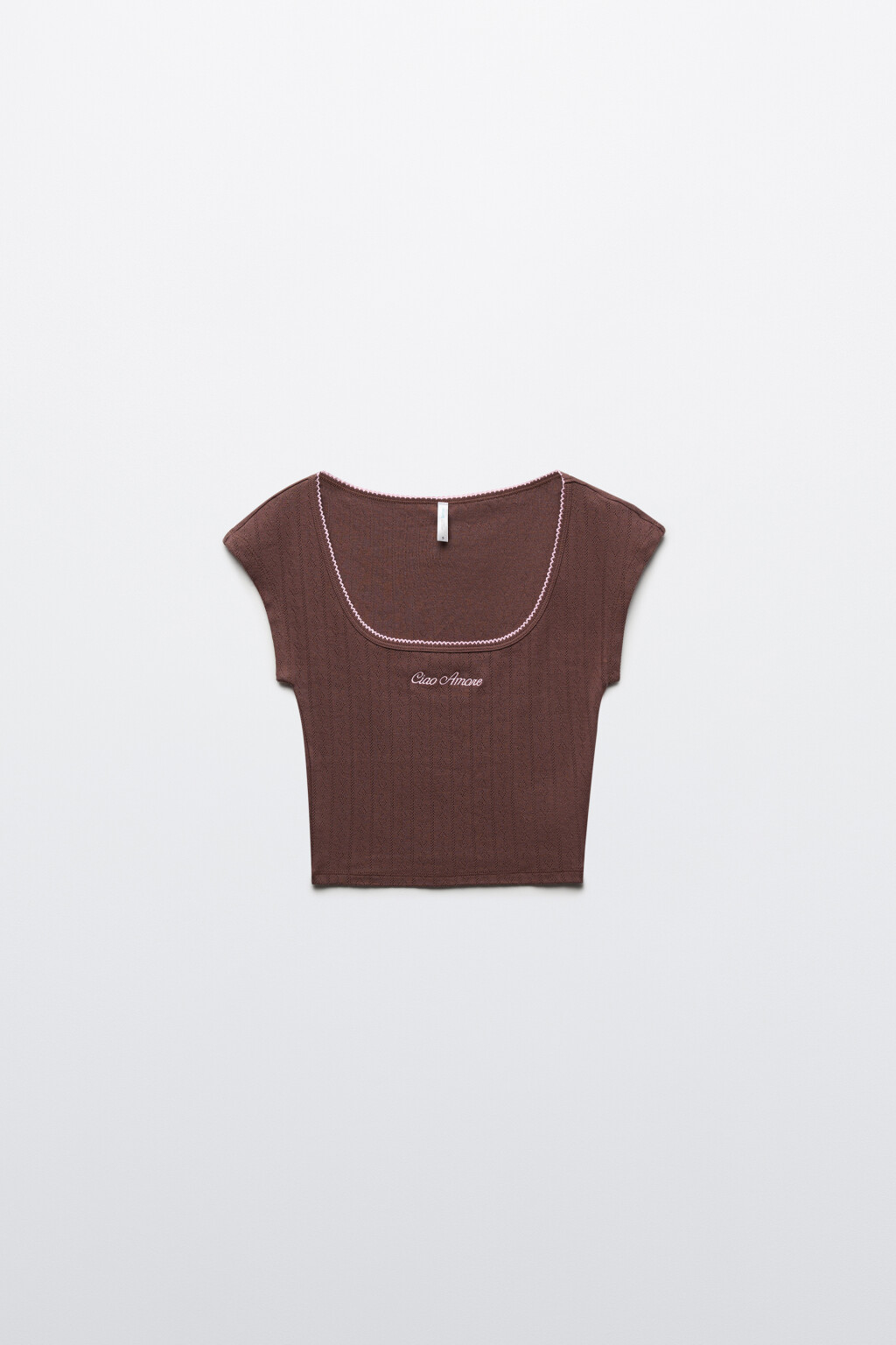 Футболка-топ домашняя приталенная с надписью - цвет коричневый - 7