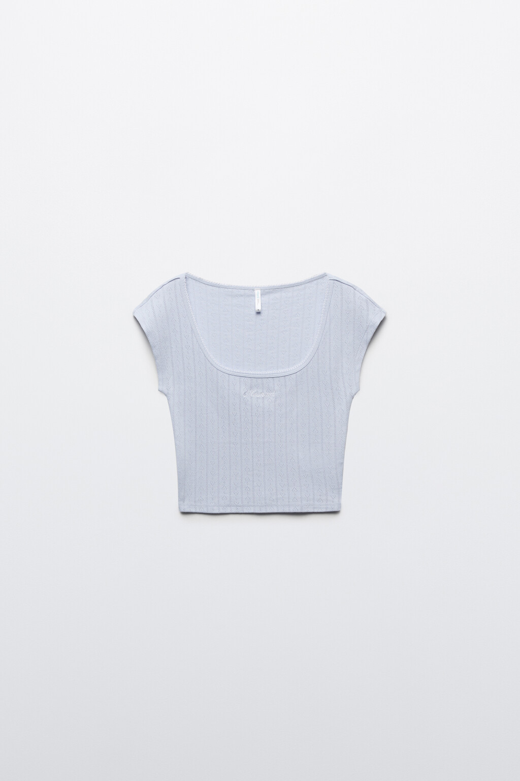 Футболка-топ домашняя приталенная с надписью - цвет голубой - 7