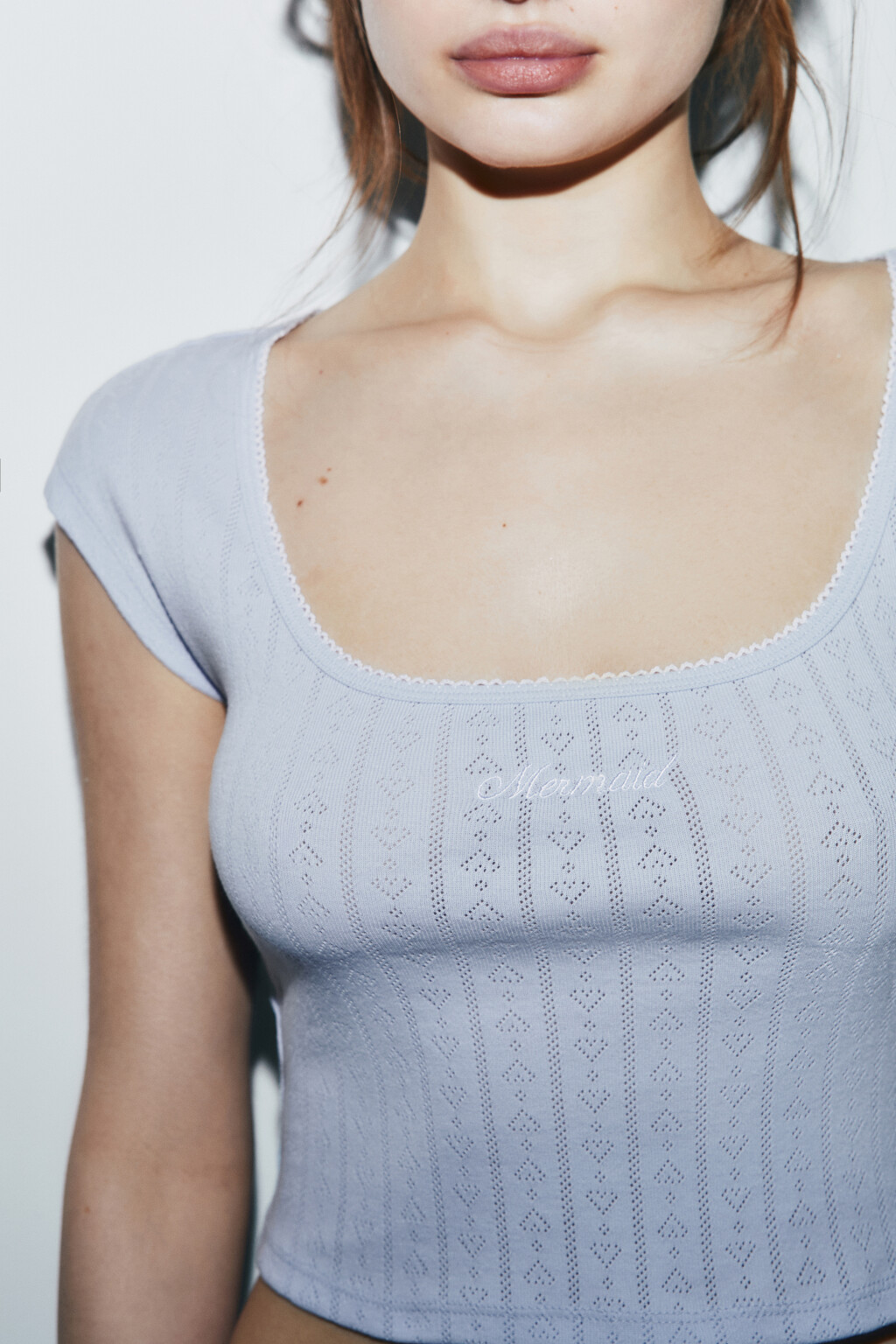 Футболка-топ домашняя приталенная с надписью - цвет голубой - 5