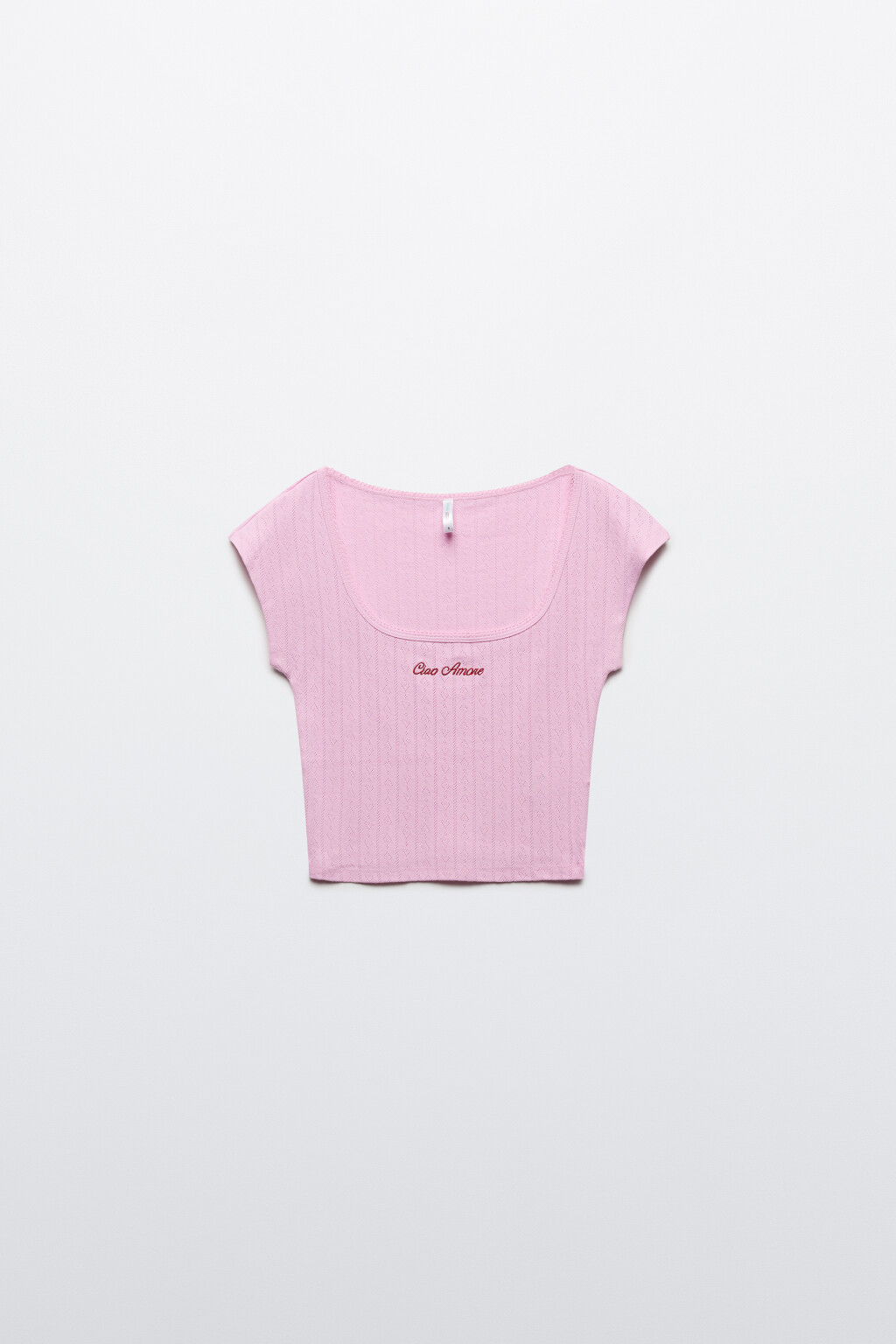 Футболка-топ домашняя приталенная с надписью - цвет розовый - 1