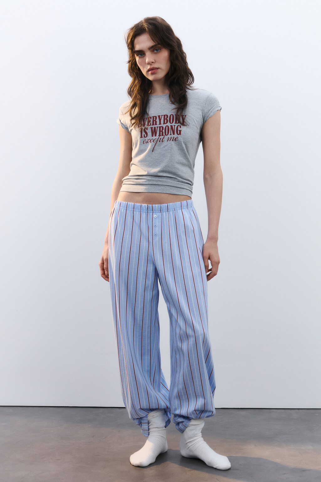 Футболка домашняя облегающая с принтом - цвет серый - 4