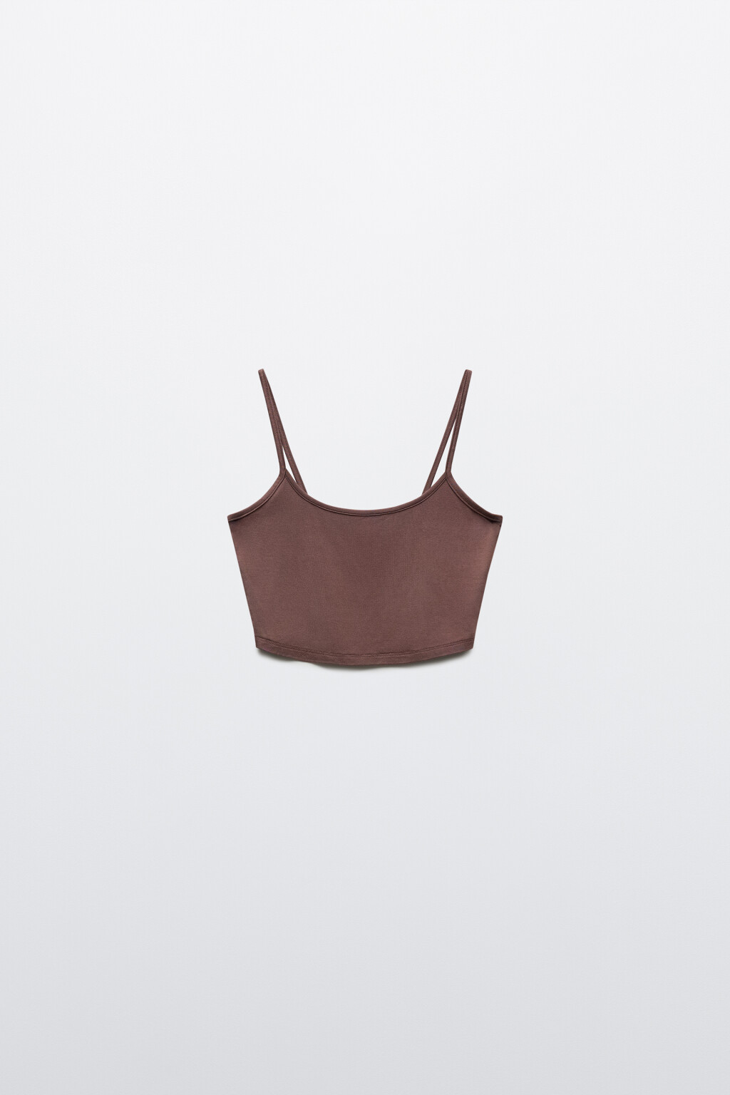 Майка-топ домашняя вискозная на тонких бретелях - цвет коричневый - 8
