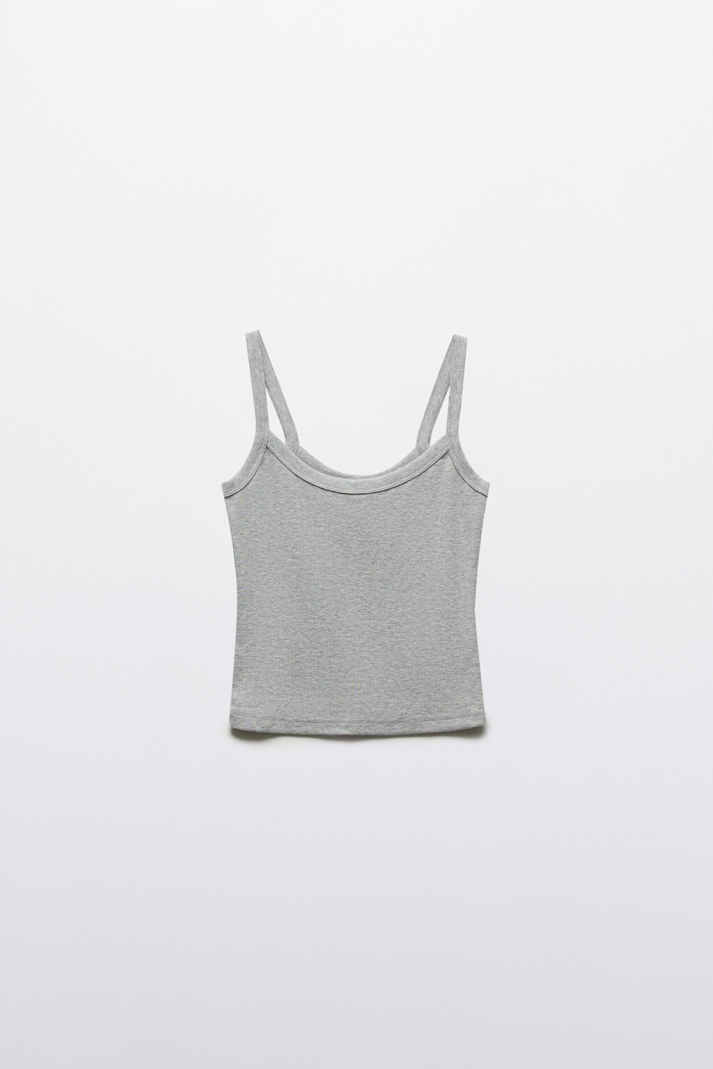 Майка облегающая в рубчик - цвет серый - 1