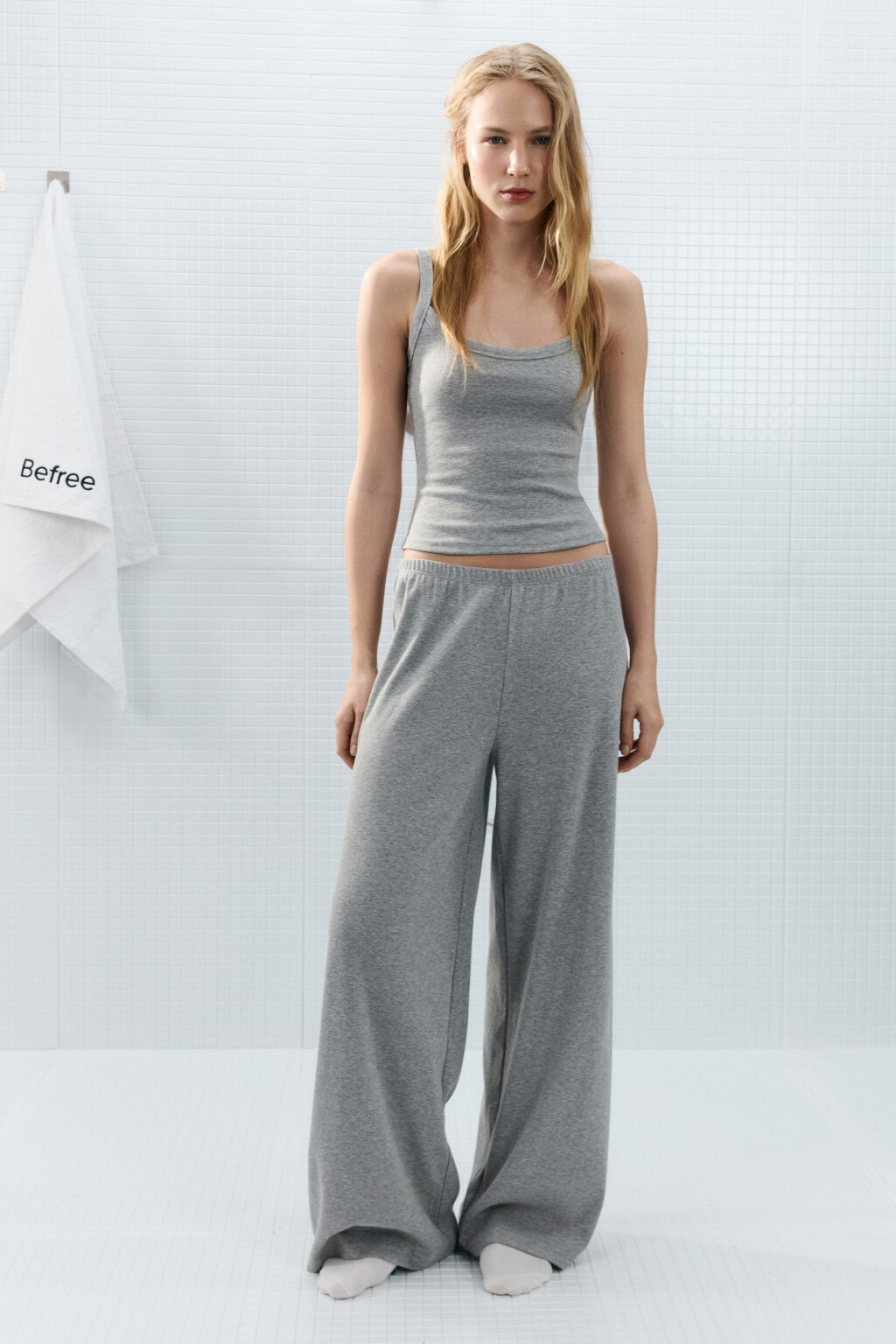 Майка облегающая в рубчик - цвет серый - 4