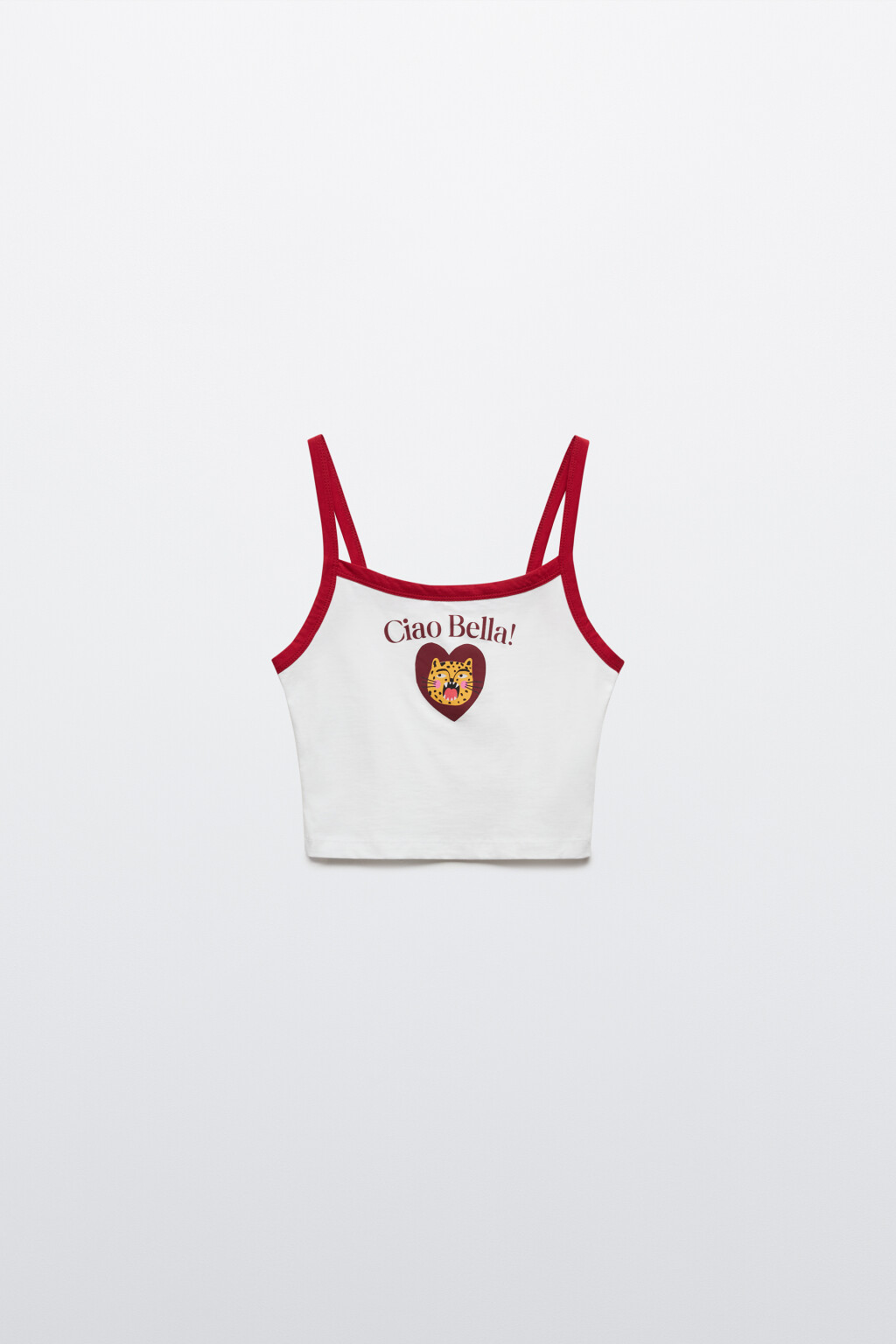 Майка-топ домашняя облегающая с принтом - цвет белый - 1