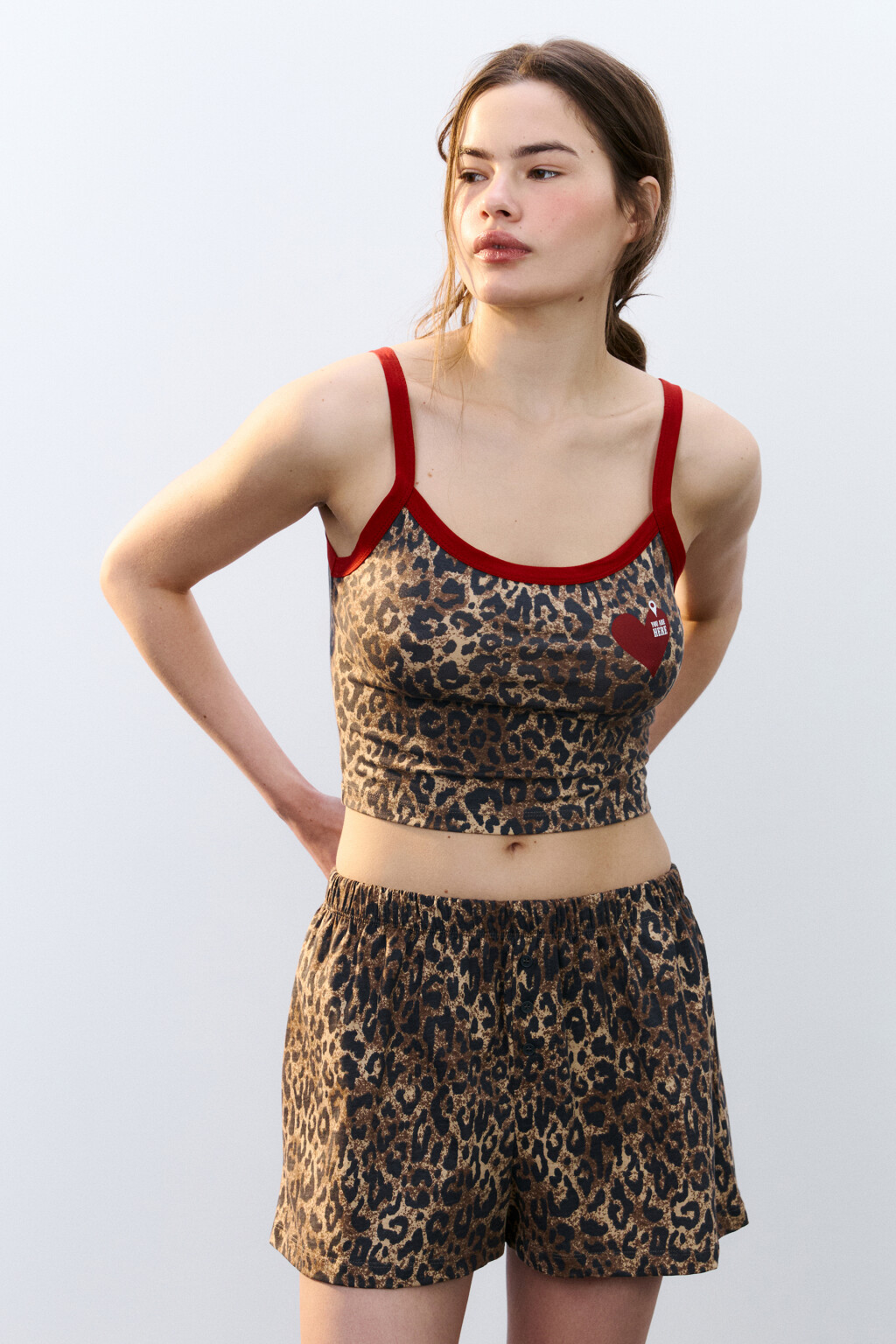 Майка-топ домашняя облегающая с принтом - цвет мультиколор - 2