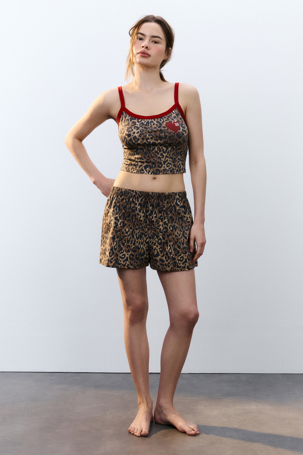 Майка-топ домашняя облегающая с принтом - цвет мультиколор - 4