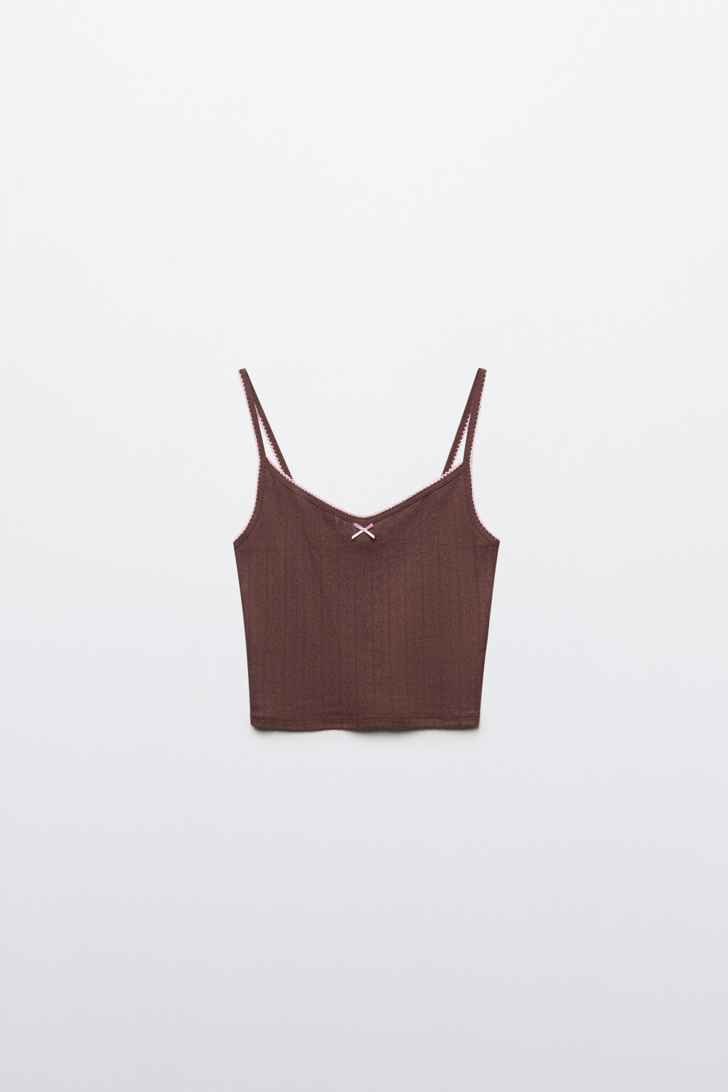 Майка-топ домашняя приталенная хлопковая - цвет коричневый - 7