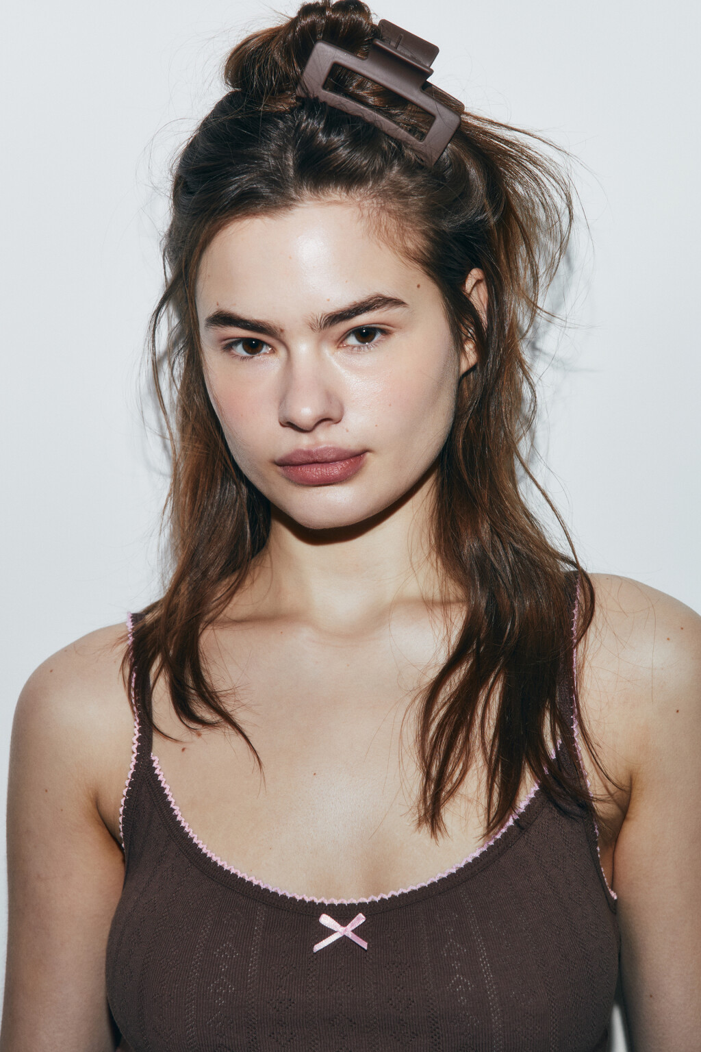 Майка-топ домашняя приталенная хлопковая - цвет коричневый - 5