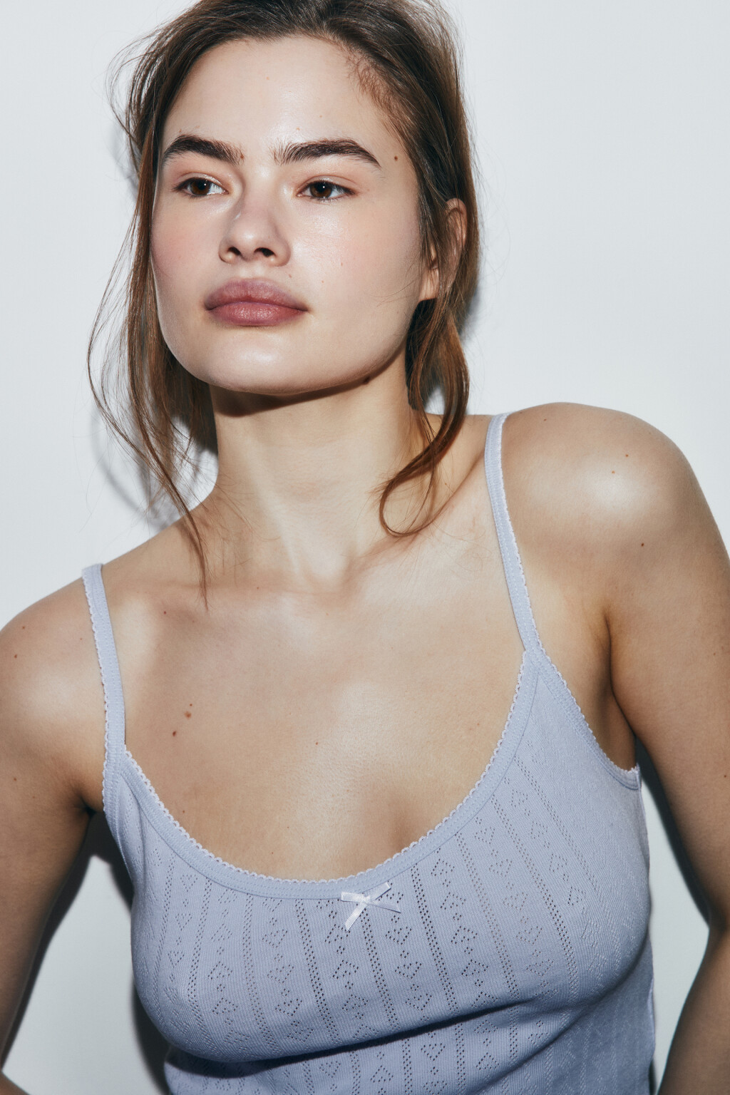 Майка-топ домашняя приталенная хлопковая - цвет голубой - 5