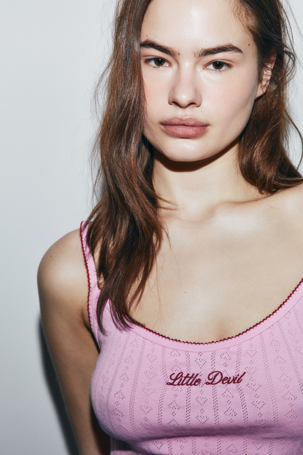 Майка-топ домашняя приталенная хлопковая - цвет розовый - 5